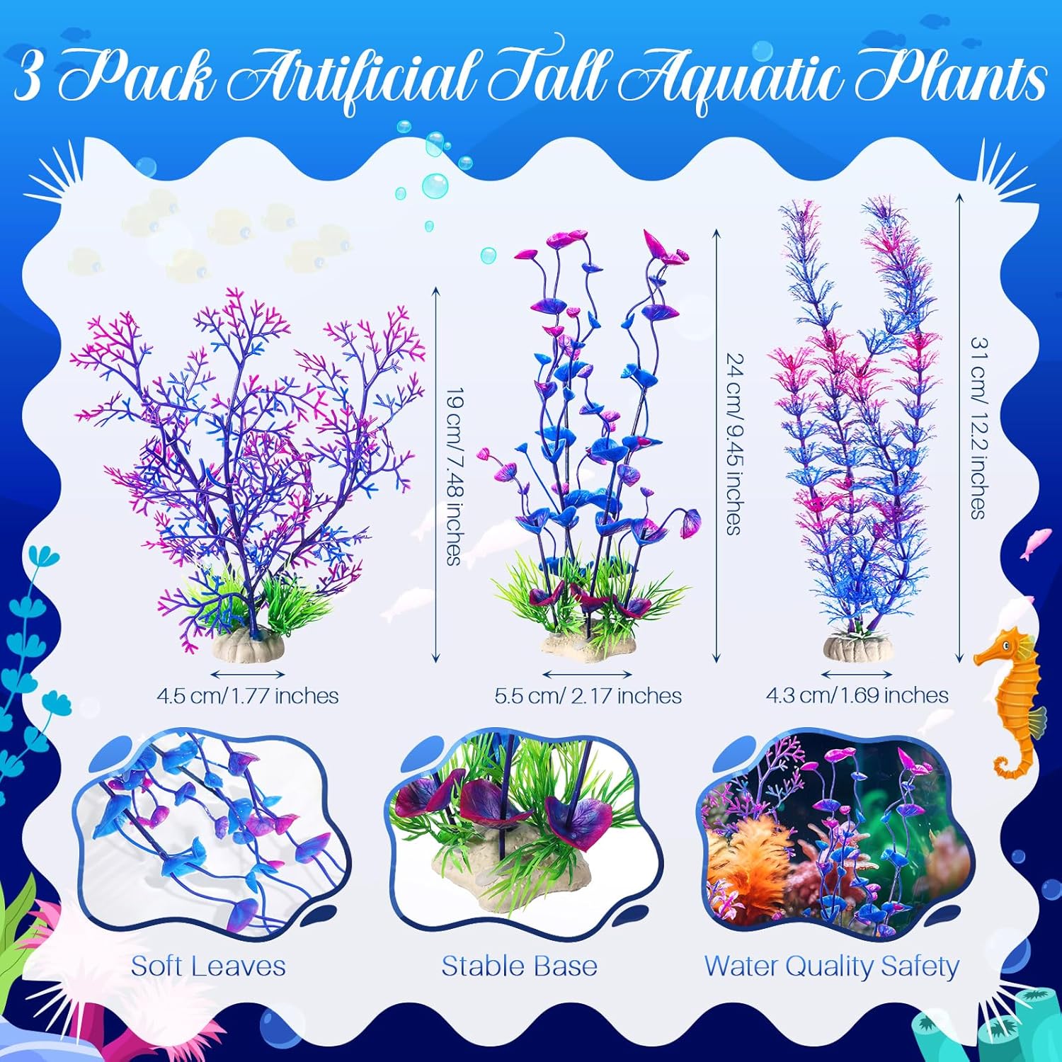 Zeyune 18 Pcs Aquarium Decorations Kit Fish Tank Decorations Set Small Resin Castle Sunken Ship Starfish Barrel Artificial Aquarium Plants for Fish Bowl