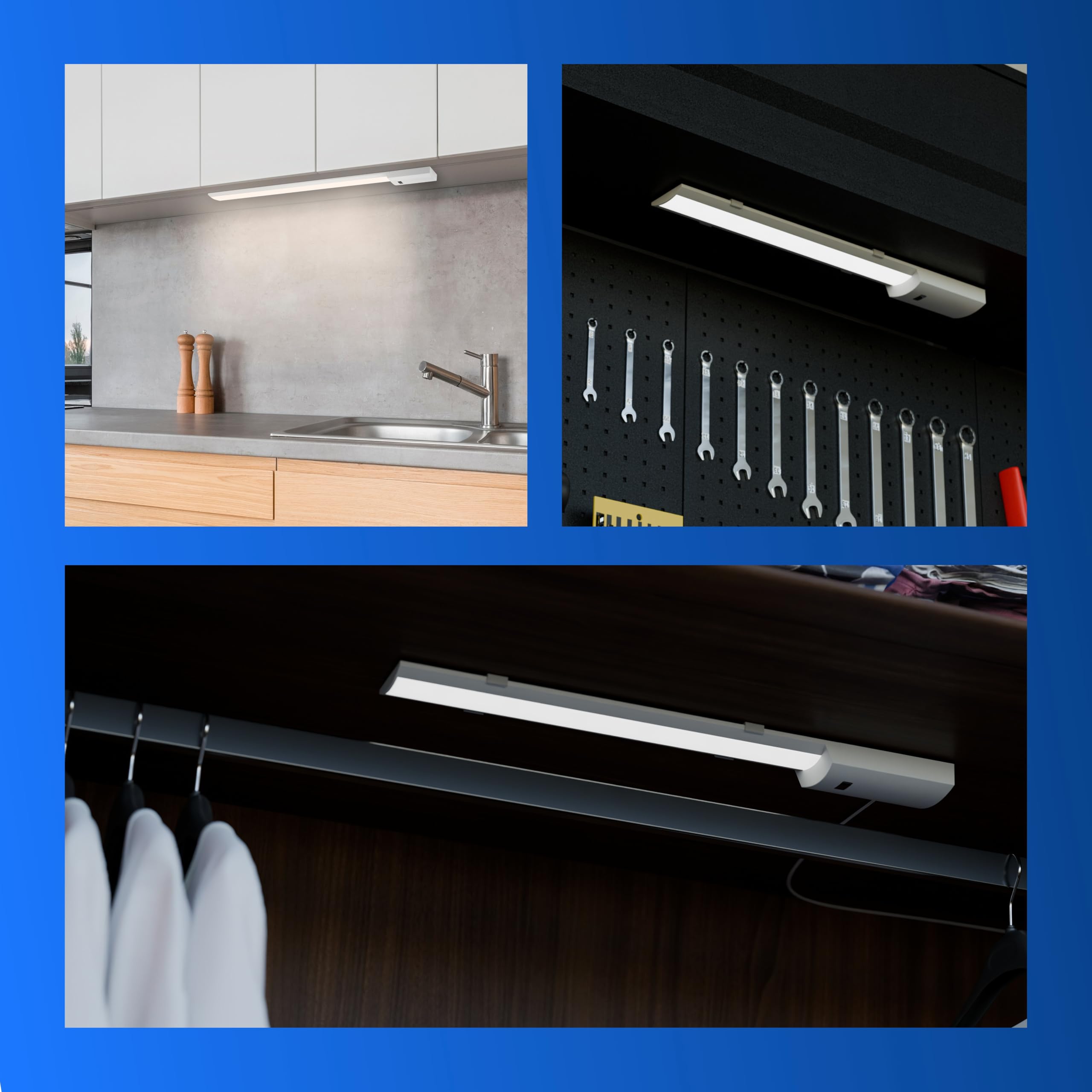 REV Lampada da incasso a LED da cucina, illuminazione per armadio, 60 cm, 25.000 h, striscia LED 10 W, 590 lm, bianco