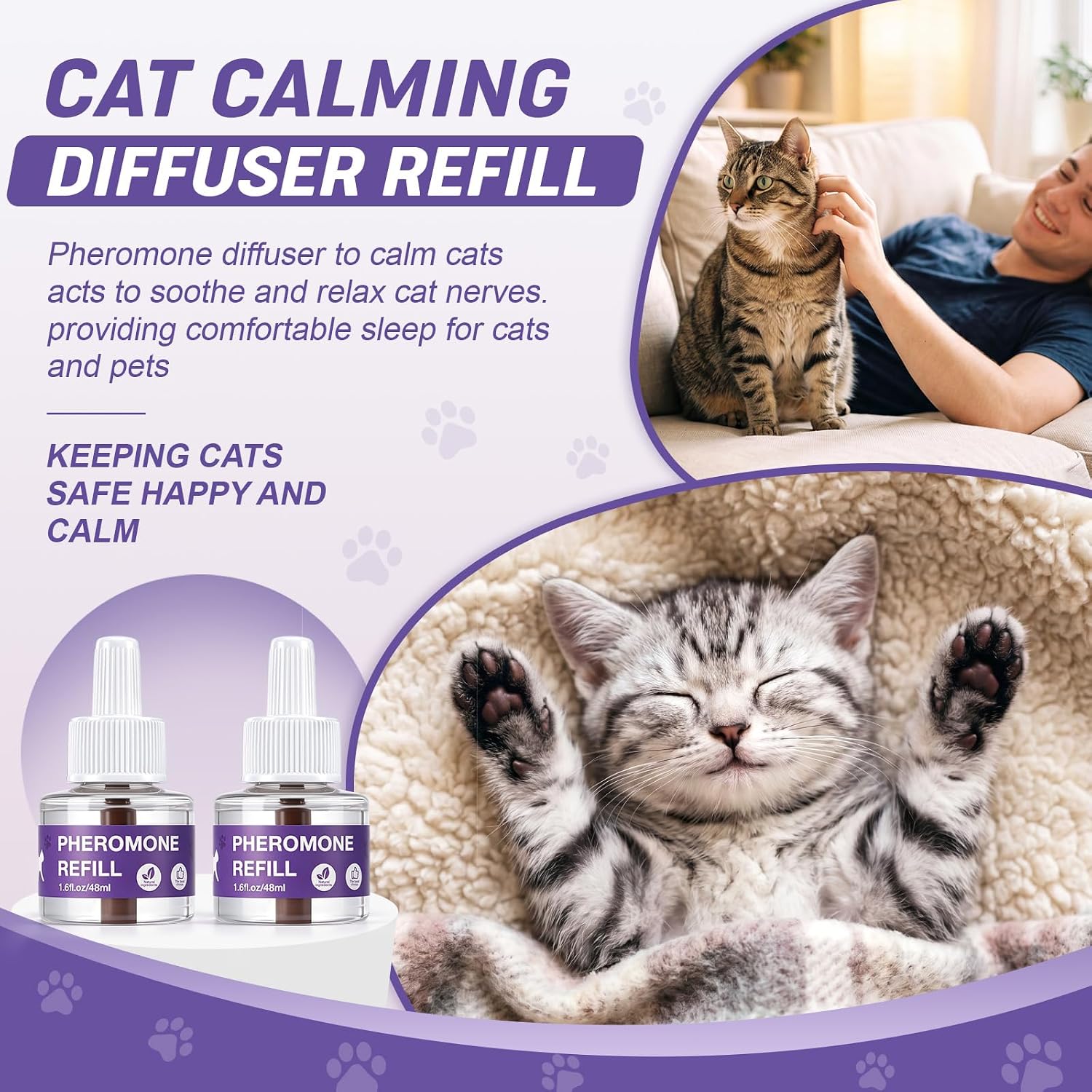 Tallew 16 Pack Cat Calming Diffuser Refills Bulk Multicat Pheromones Calming Diffuser Refill for Reduce Anxiety Stress, Spraying Fighting and Scratching, Fits All Common Heads