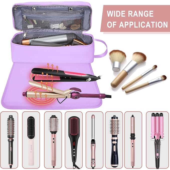 Bolsa para herramientas de cabello con tapete resistente al calor miniatura 6