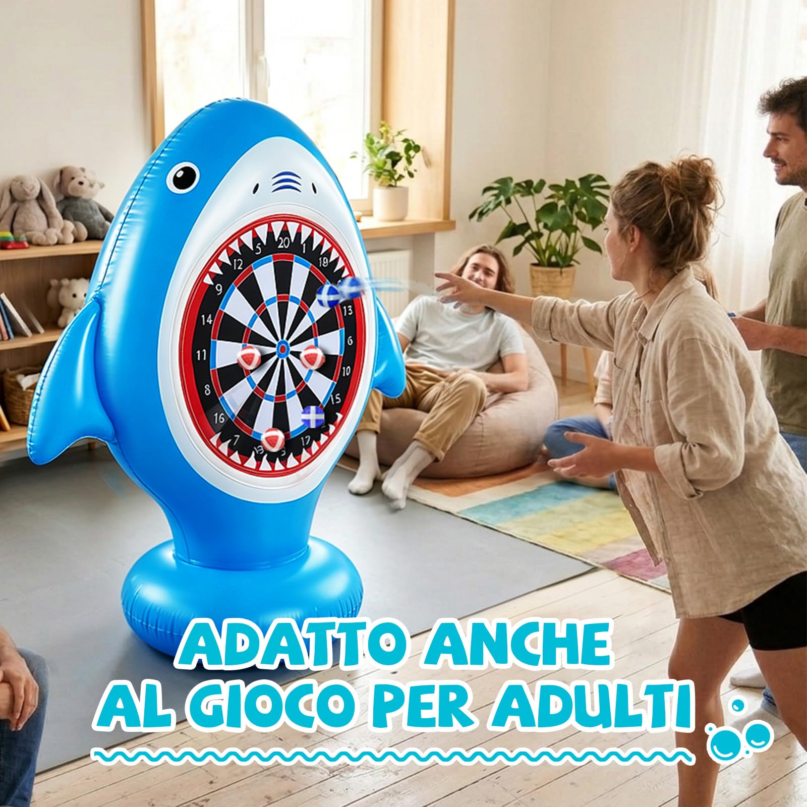 Gioco Gonfiabile Bersaglio, Bersaglio Freccette Gonfiabile - 10 Palline Velcro, Giochi Piscina Bambini Adulti, Gioco Lancio Bersaglio Famiglia Giardino Spiaggia
