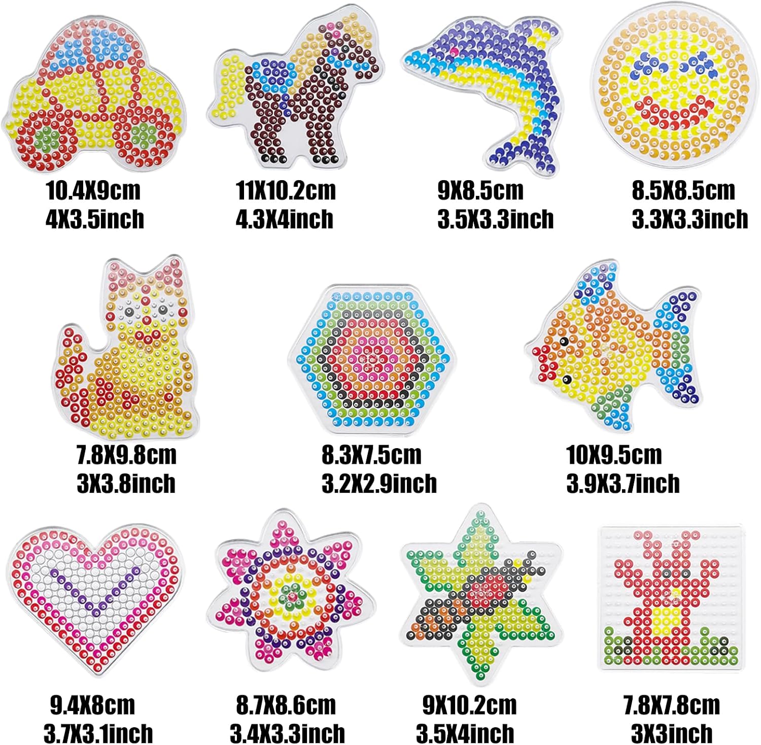 5 mm Fuse Beads Boards Set, Clear Plastic Pegboards Set for Craft Supplies Beads (23 PCS Mixed Shapes)