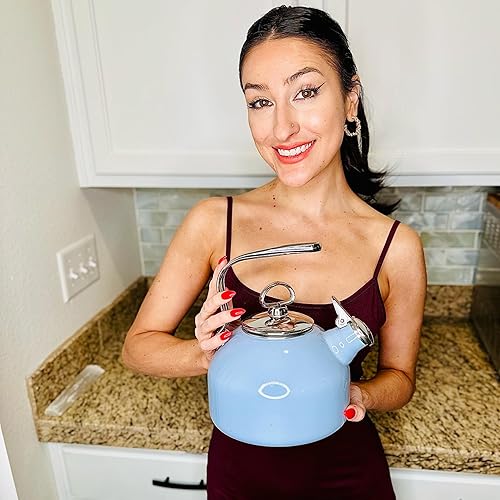 Miniatura 7 de Chantal Tetera clásica, 1.8 cuartos de galón, esmalte sobre acero, silbato armónico de 2 tonos, hervir rápidamente y calentar uniformemente (verde