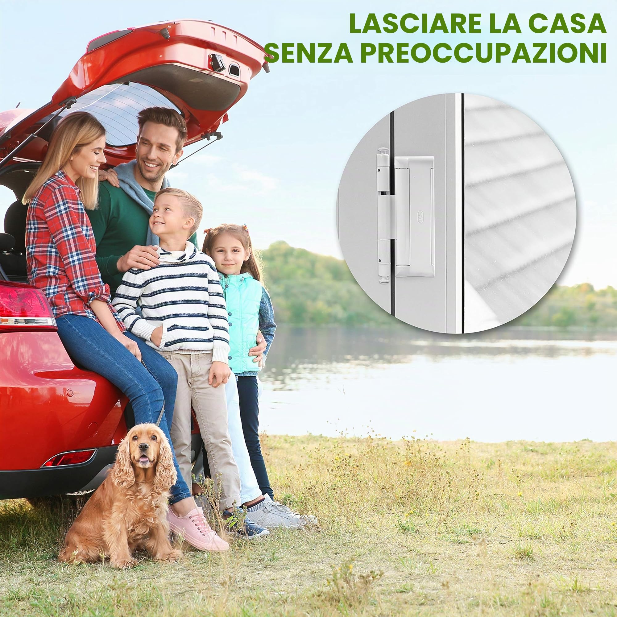 Cal Doublex XL - Blocco di sicurezza antifurto per finestre, sicurezza per porte e finestre - Con 2 cerniere in acciaio