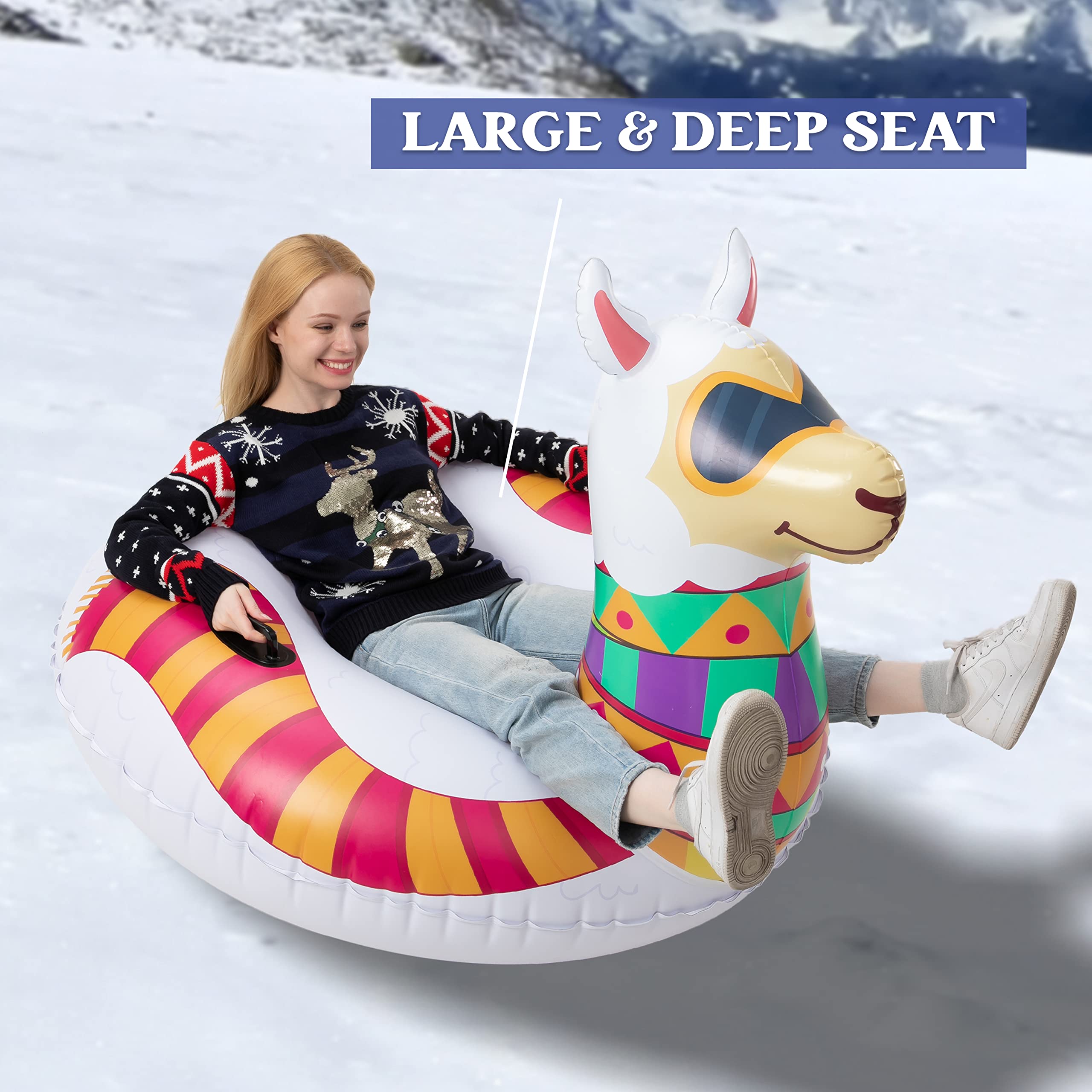 Tube à Neige Gonflable JOYIN 119,4 Cm - Luge Robuste Pour Enfants Et Adultes - Activités Hiver Famille