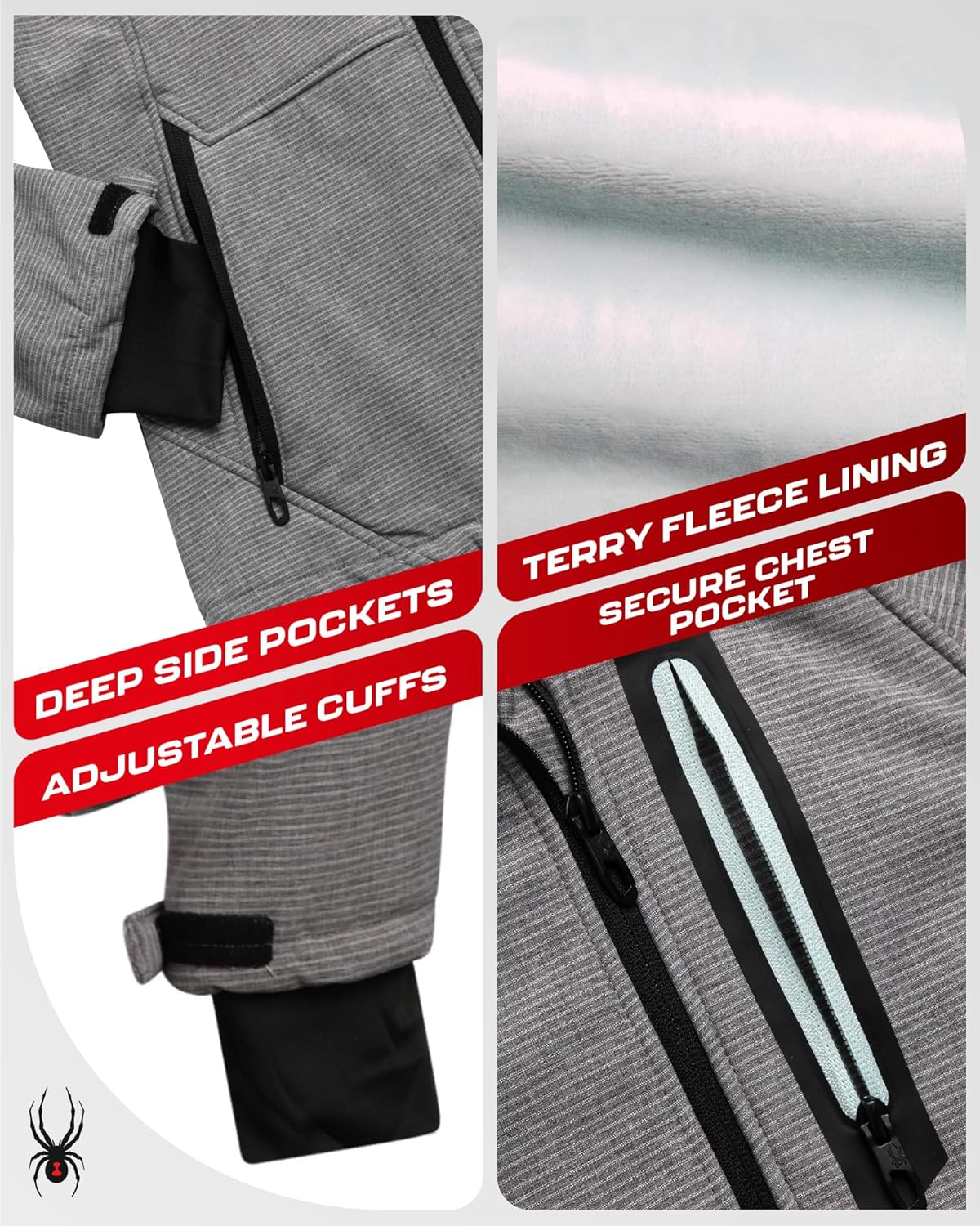 Spyder Womens Softshell Jacket - Lightweight Terry Fleece Hoodies for Women Water Resistant Zip Up Womens Windbreaker Jacket - Image 3