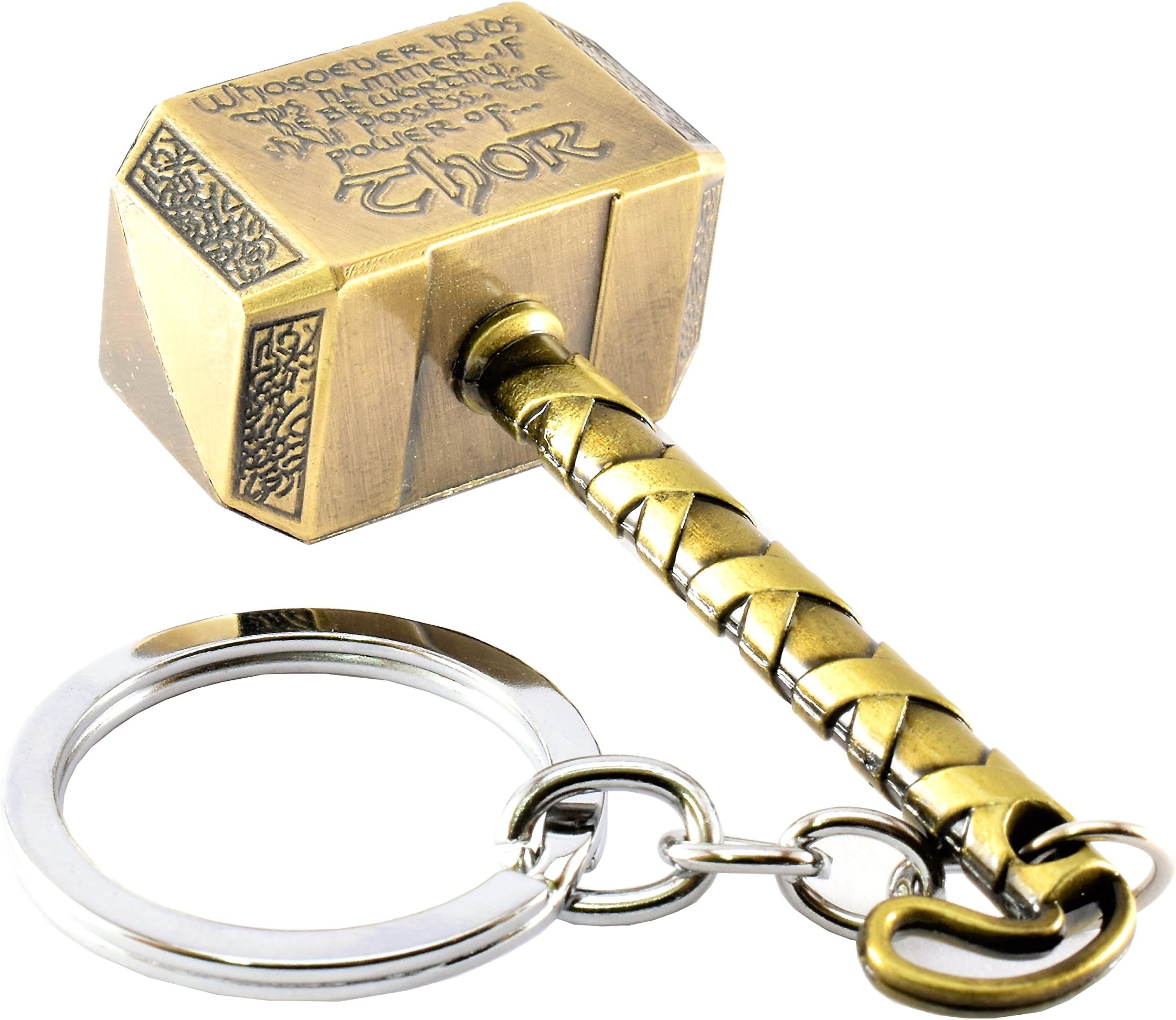 VB Retail Thor Hammer Brass With Wording Metal Keyring
