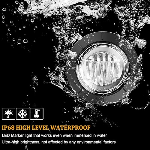 Miniatura 9 de Luces LED de 34 pulgadas para remolque, redondas, blancas, 12 V, marcador lateral LED delantero y trasero, luz indicadora de giro, luz intermitente