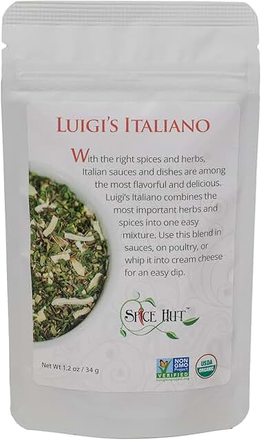 Luigi's Italiano Seasoning, Spin On Classic Italian Seasoning Organic Rich & Robust Italian Cooking, Small Pouch Salt Fre...