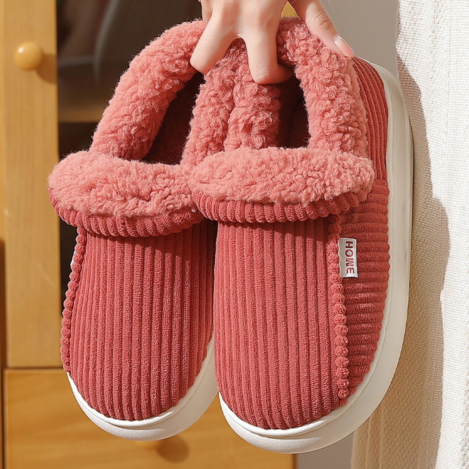 Pantuflas antideslizantes para mujer y hombre, para otoño e invierno, cálidas, antideslizantes