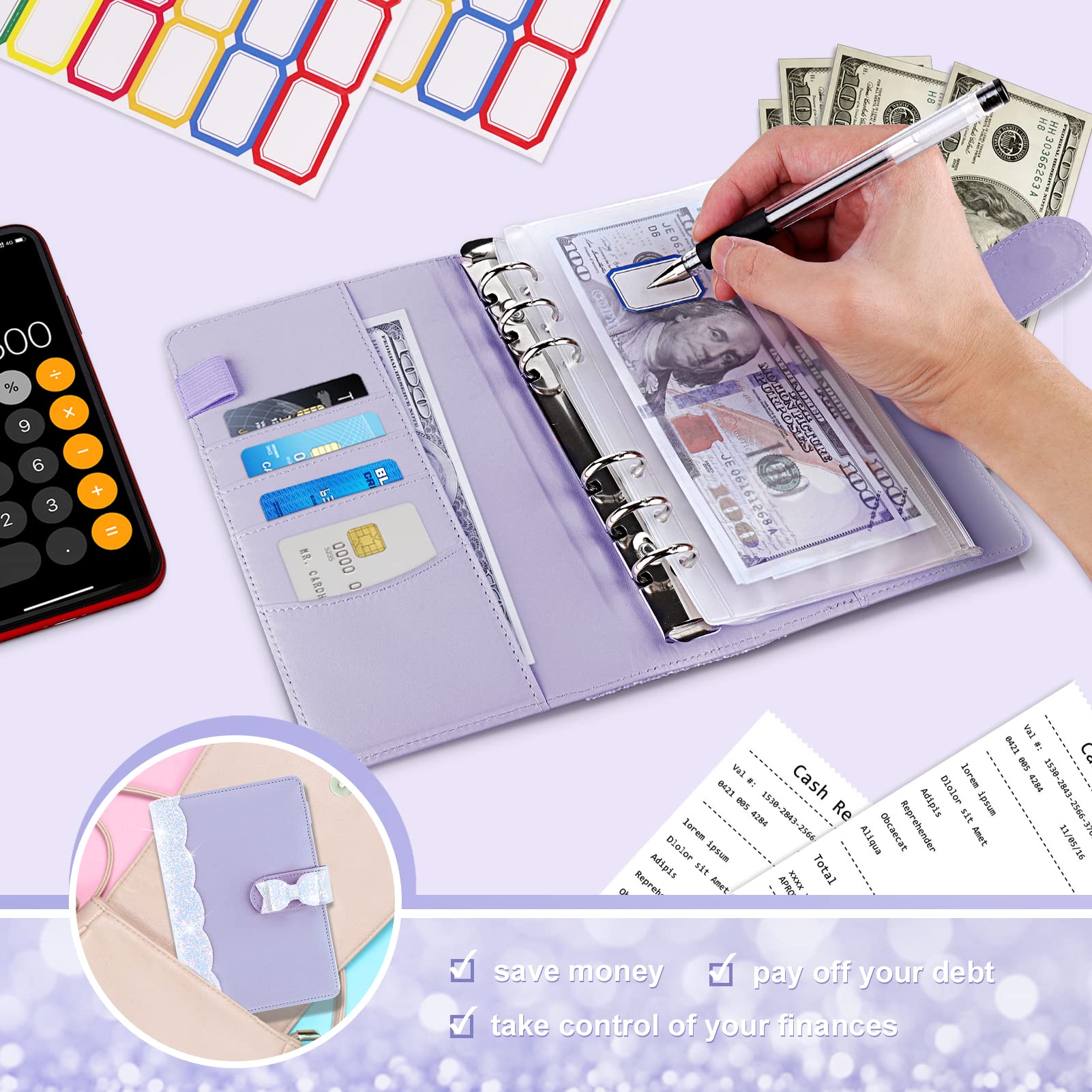 Onlyesh Budget Binder With Zipper Envelopes & Cash Tunisia