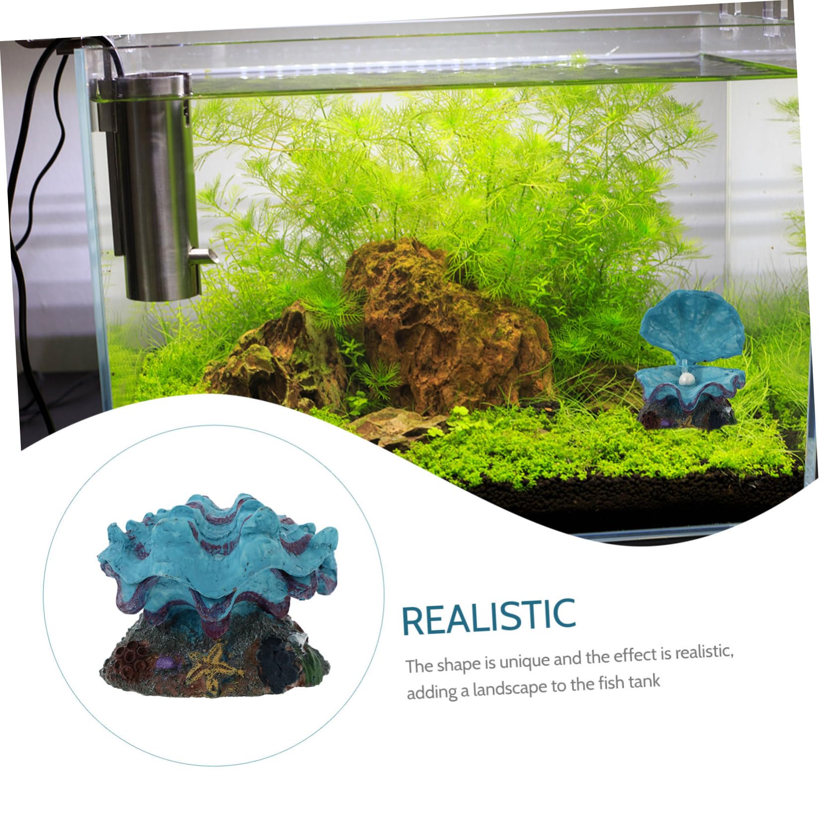 2stücke Aquarium Luftstein Dekoration Blauer Luftblasen-Shell Ornament Für Fischbecken Mit Sauerstoffpumpe Und Farbecht Für Ansprechende Aquarienlandschaft