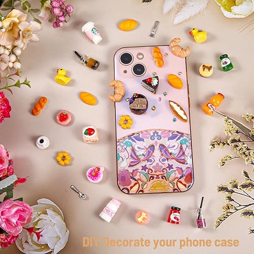 Miniatura 7 de Estuche de panadería en miniatura de 86 piezas con juego de alimentos, mini donas de postre de plástico para casa de muñecas 1:12, decoración de