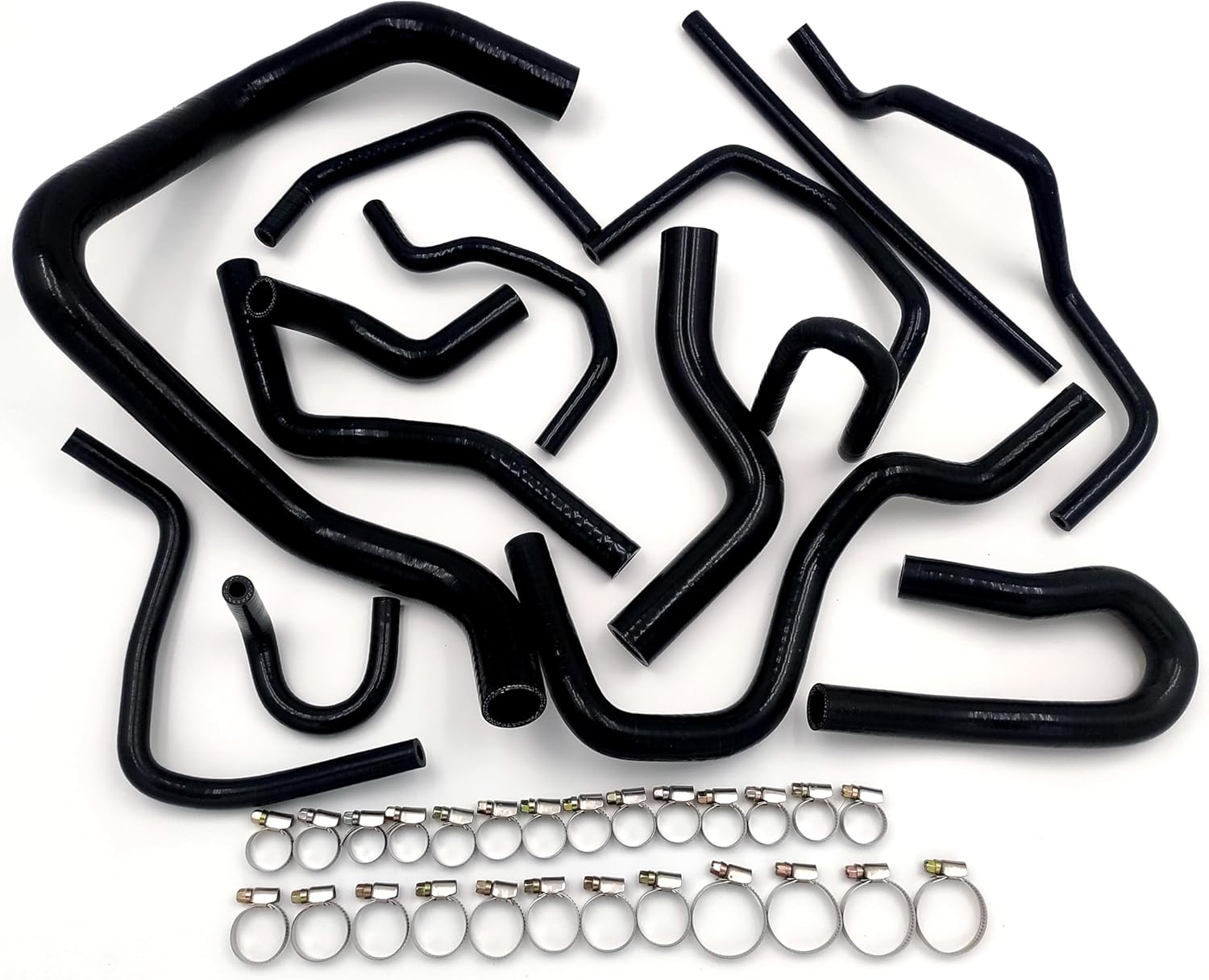 13Pcs Black Hoses For 1992-2000 Honda Civic 1.6L Sohc D15 D16 EG EK Silicone Radiator Hose Kit With Clamps Cooling Coolant Pipe Tube Hoses 1992 1993 1994 1995 1996 1997 1998 1999 2000