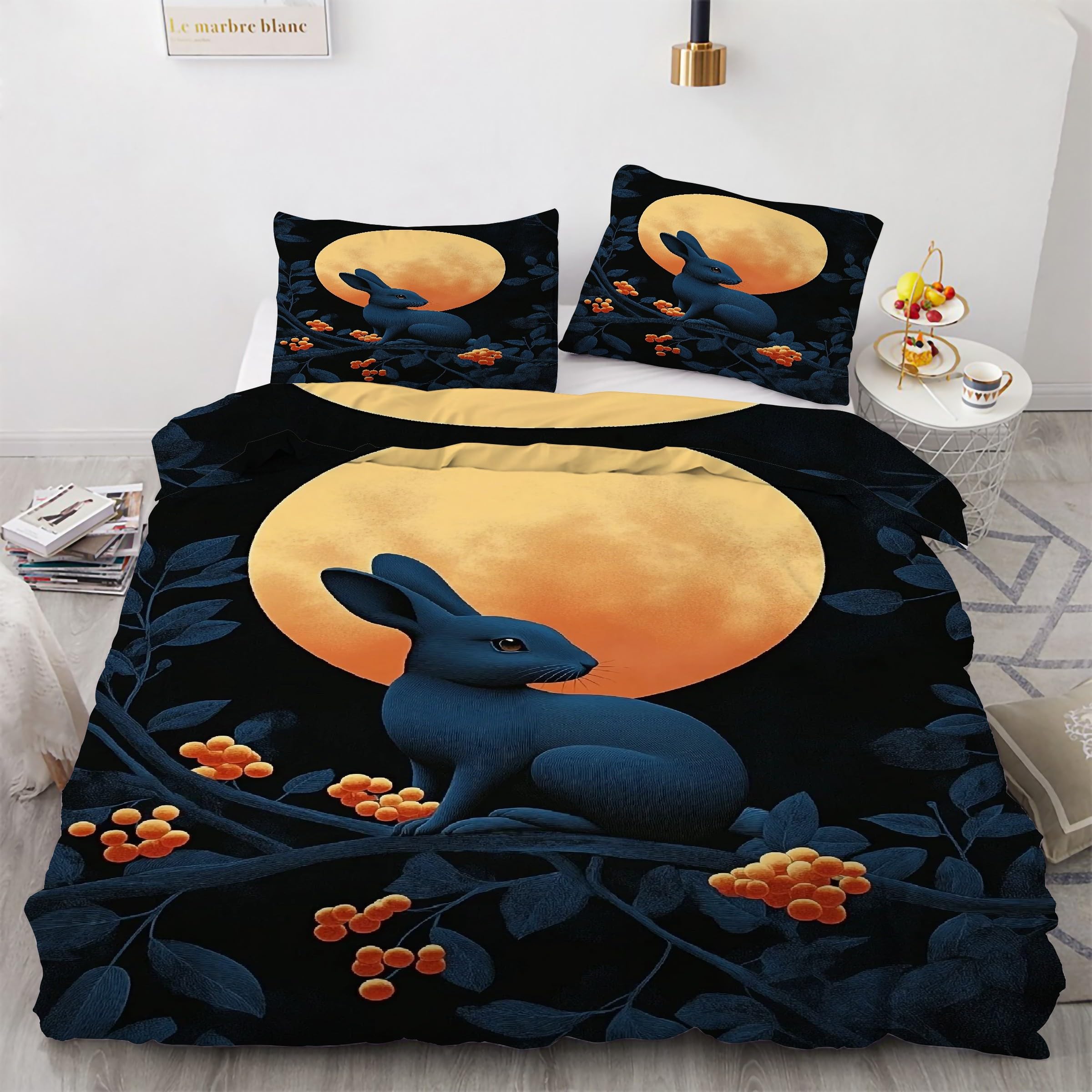 Housse de couette 200x200 lapin douce avec zip pour enfiler votre couette sans effort