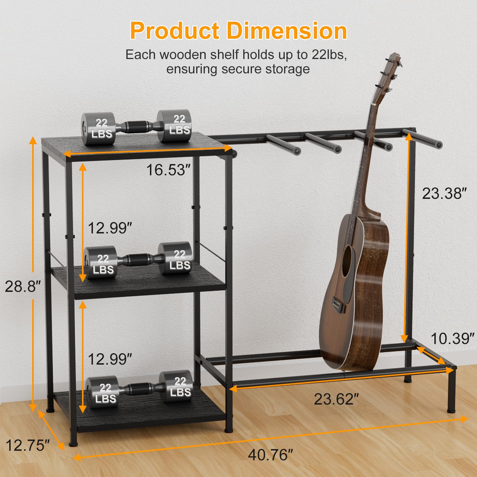 Stojak na gitarę do wielu gitar, regulowany uchwyt na gitarę z wyściełaną ochroną na wzmacniacz, gitarę elektryczną, basową, wzmacniacz, stojak na multiwyświetlacz, do domu lub studia