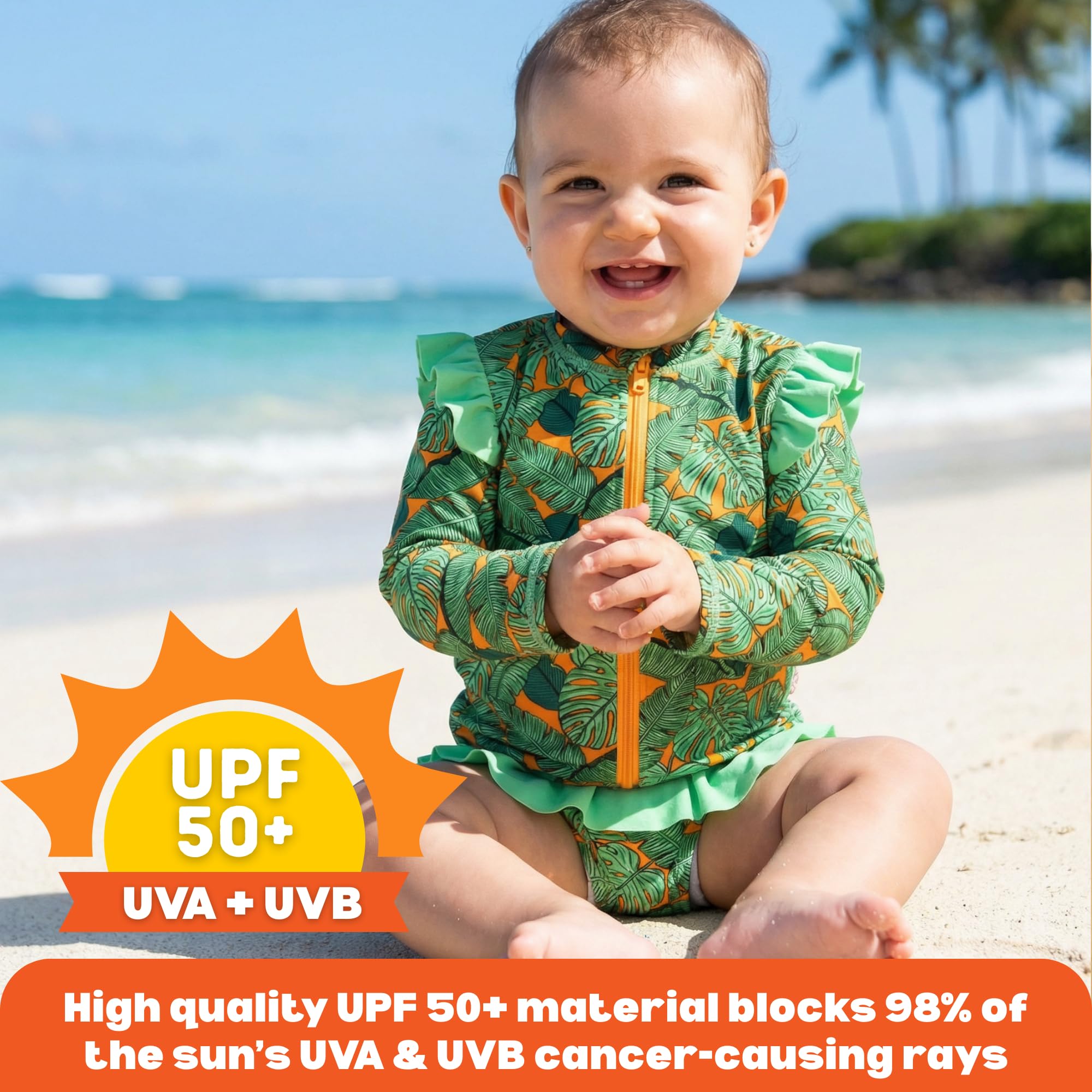 SwimZip Zweiteiler UV Kids Langer Arm - Flower Power - Traje de baño, Color