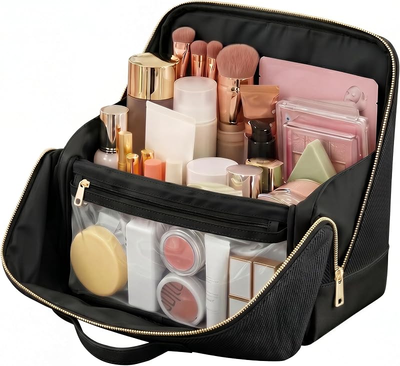 Necessaire de maquiagem banbeln vertical para viagem preta XL