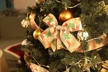 VATIN Stocking & Snowflake Christmas Wired Ribbon, 2.5 x10 Yd Spool for Tree Topper, Wreath, Gifts & Decor