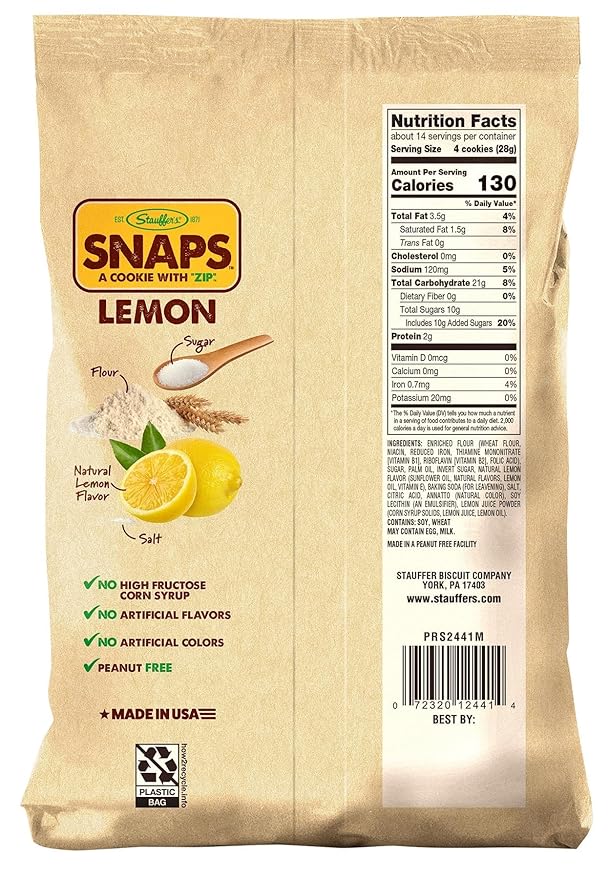 Stauffer's Galletas Lemon SNAPS 14 oz miniatura 2