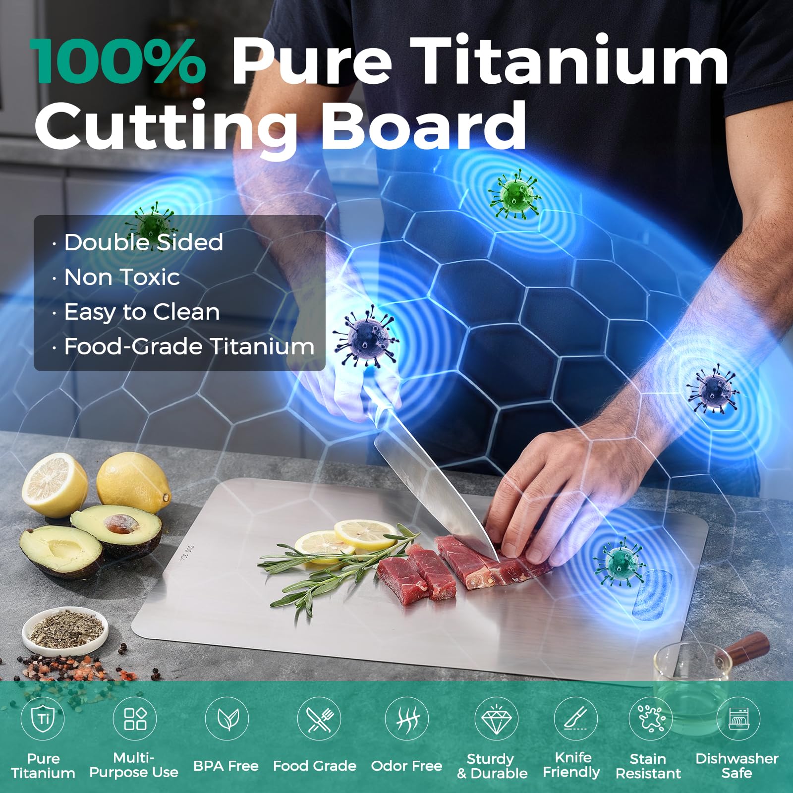 Photo 1 of Xanthic Titanium Cutting Board - Dishwasher Safe, 3PC S+L+XL