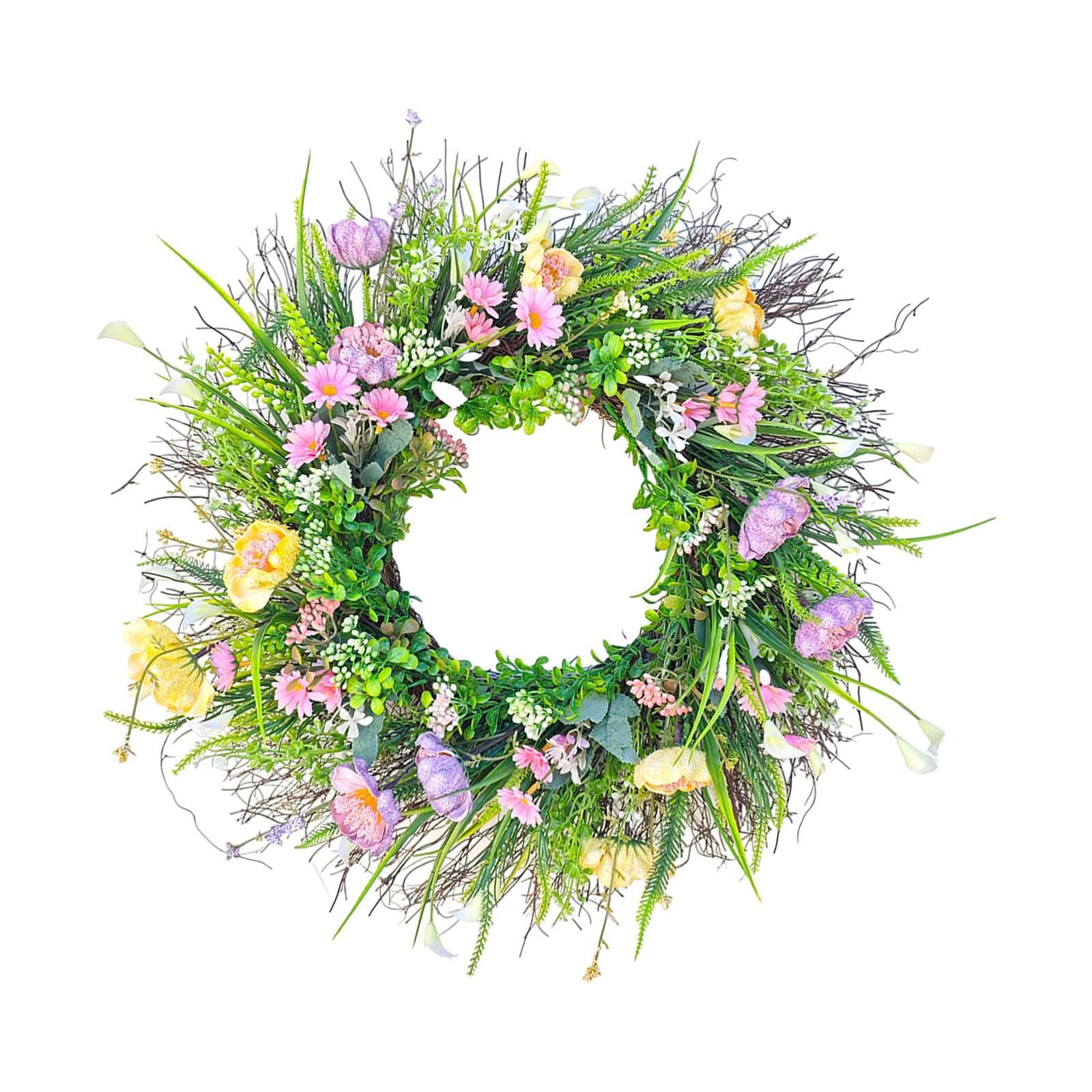 Coronas de primavera de pared y hermoso arreglo floral para decoración de temporada de eventos