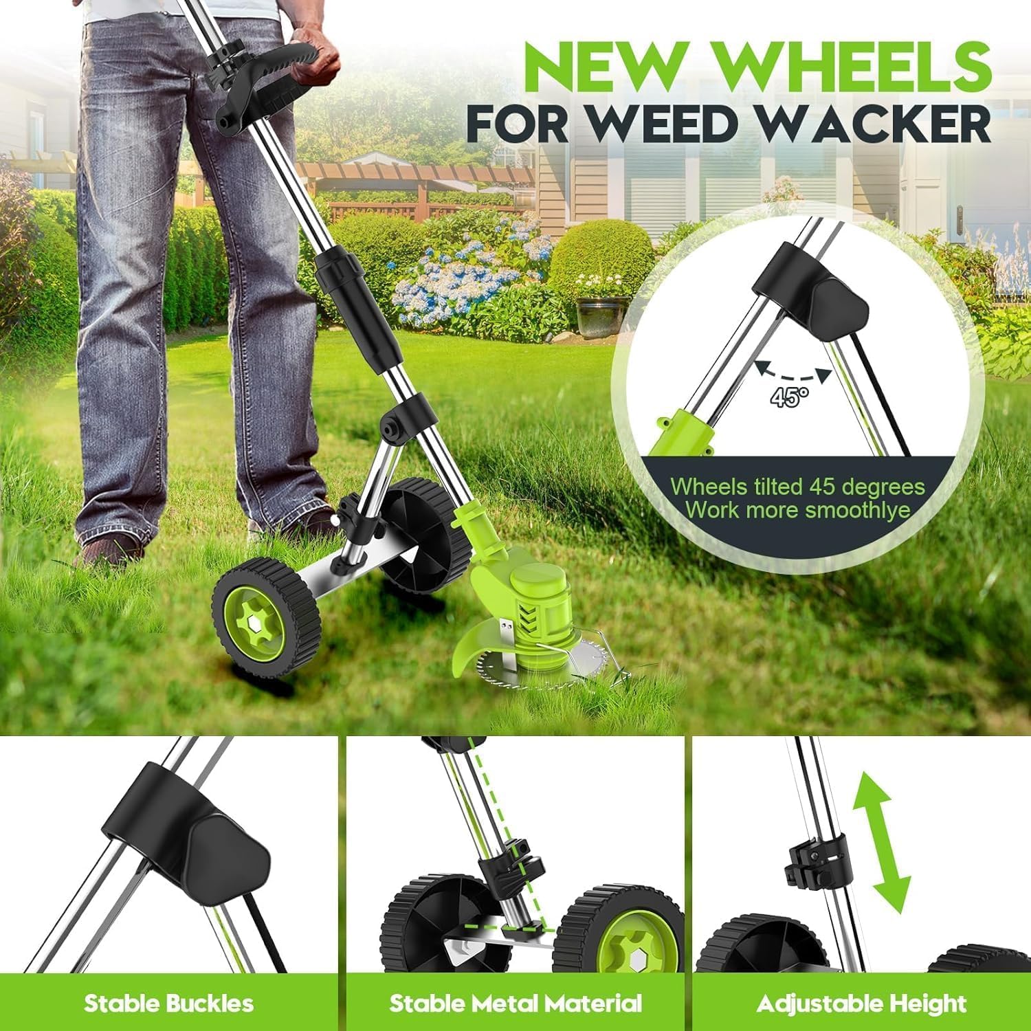 6 Inch Electric Weed Wacker with Wheels, Lightweight Electric Weed Eater, 650W High Power 8500 RPM,4000mAh Battery Powered Weed Eater