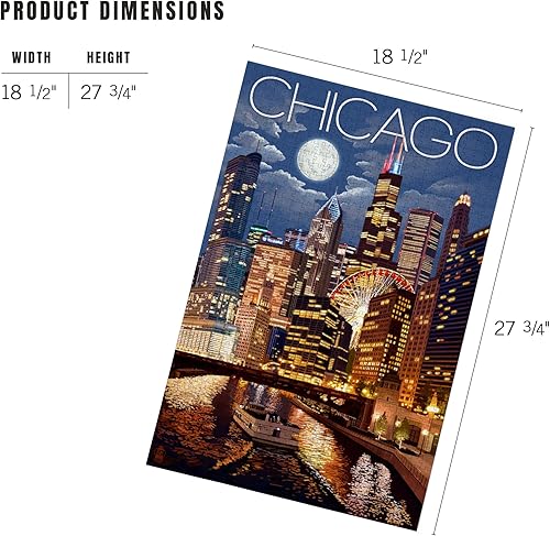 Miniatura 5 de Chicago, Illinois, Skyline at Night (rompecabezas de 1000 piezas, rompecabezas desafiante para adultos, fabricado en Estados Unidos)