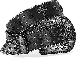 Sparkly Rhinestone Diamond Sequin Studded Belt for Men & Women - Western Cowgirl Cowboy Style