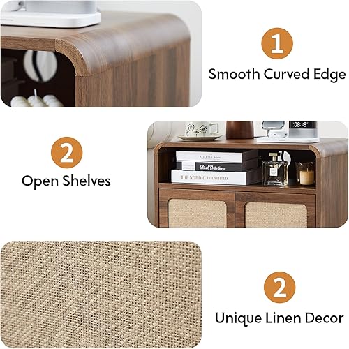 Miniatura 3 de Mesa auxiliar grande de 24 pulgadas con estación de carga, mesa auxiliar moderna de mediados de siglo con puertos USBtipo C, mesita de noche de