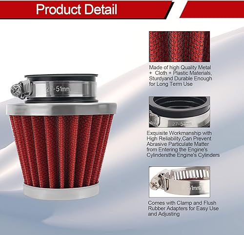 Miniatura 2 de 2 filtros de aire universales de 1.654 in para GY6 125CC 150CC 200CC 250CC Dirt Bike ATV Quad Scooter Go Kart compatible con Kawasaki Suzuki Yamaha