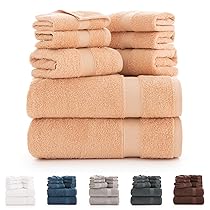 Todocama – Set di 8 asciugamani da bagno 100% cotone (550 gsm) extra morbidi, ad alta assorbimento e asciugatura rapida, 2 asciugamani da bagno, 2 mani e 4 facciali (beige)
