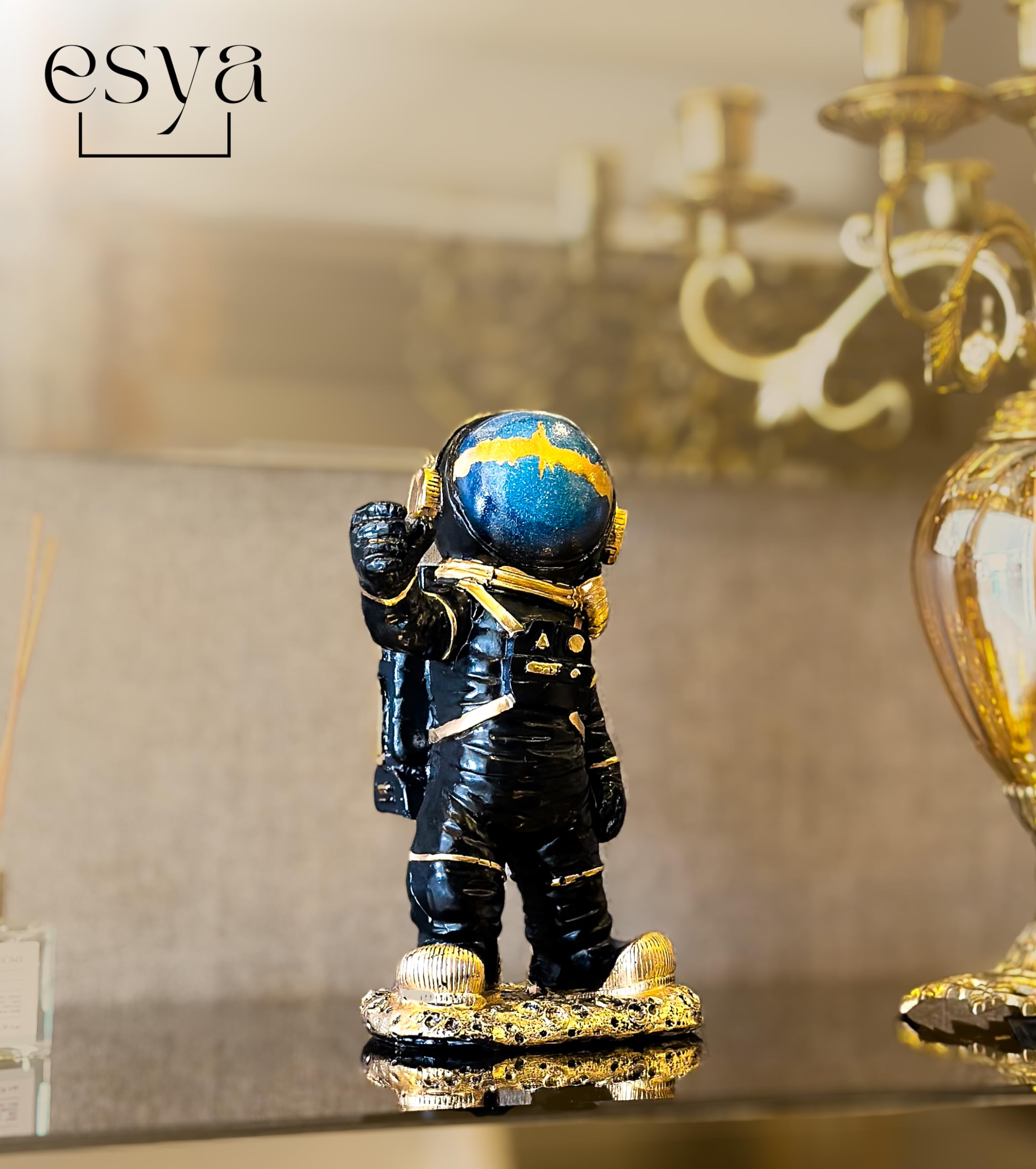 Statue d'astronaute décorative en résine, artisanat moderne, décoration d'intérieur, bureau, chambre à coucher pour homme (doré