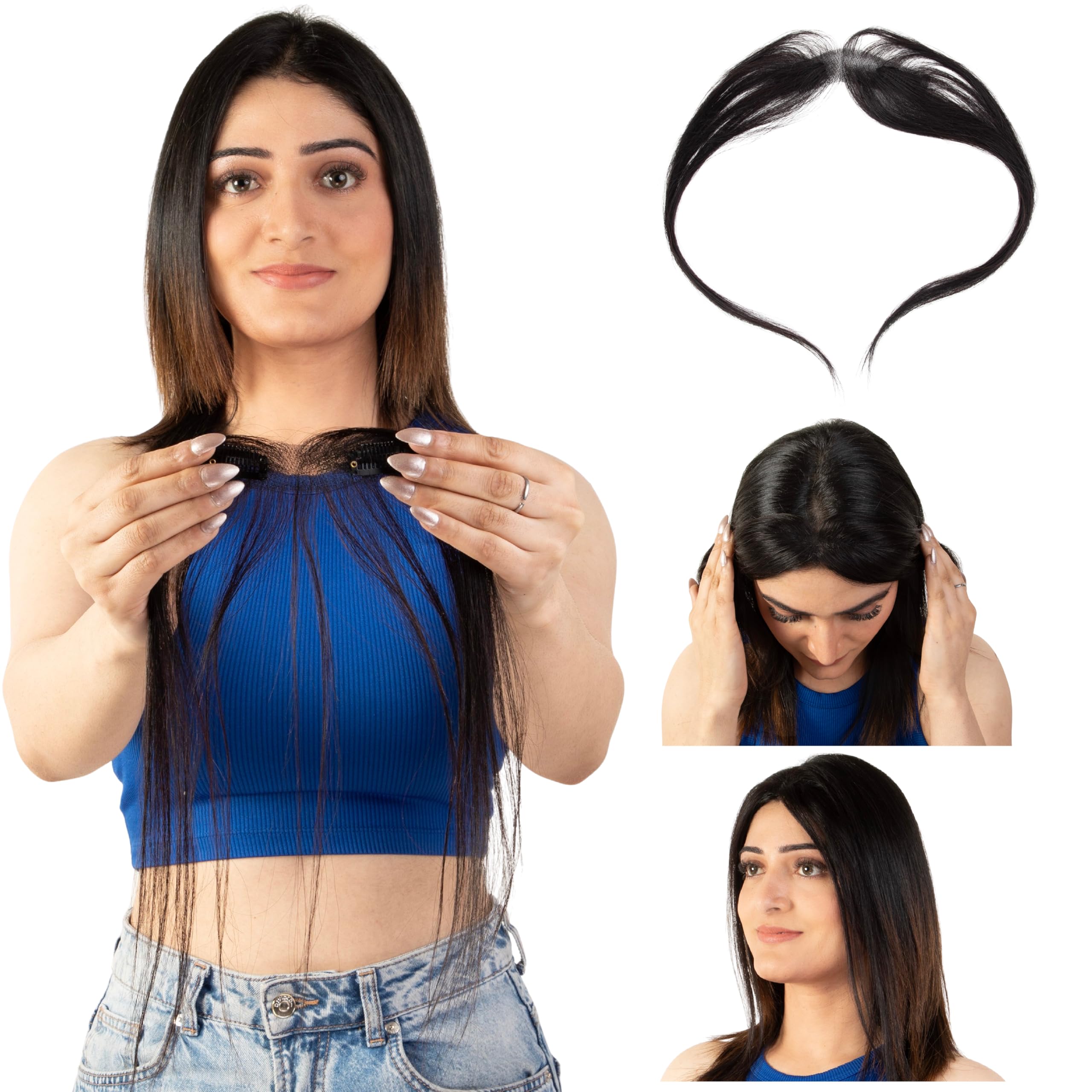 Capilus Frontline Hair Patch with 100% Natural Human Hair for Women (Brown). Natural look forehead coverage.-image-25