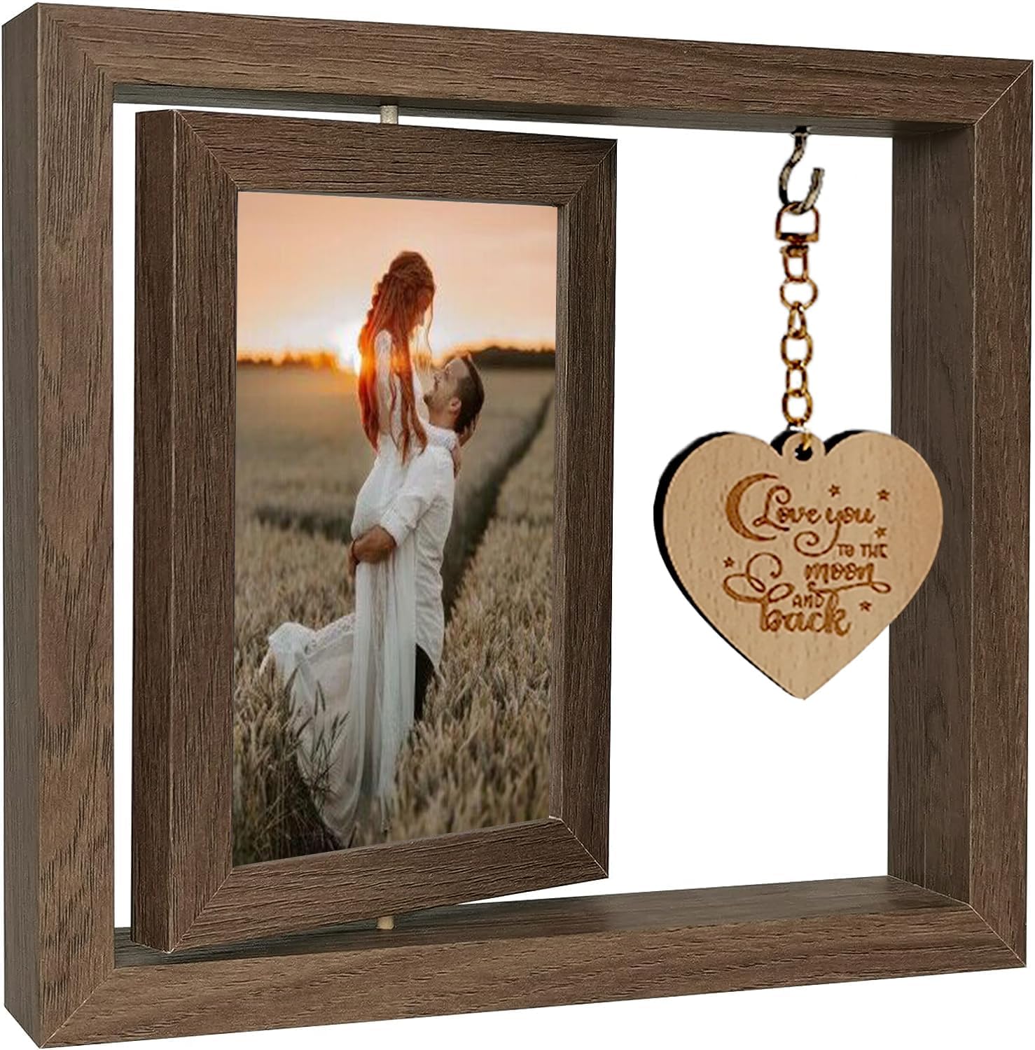 Couple Picture Frames, 6x4 Inch Rotating Picture Frames, Love You to the Moon and Back Picture