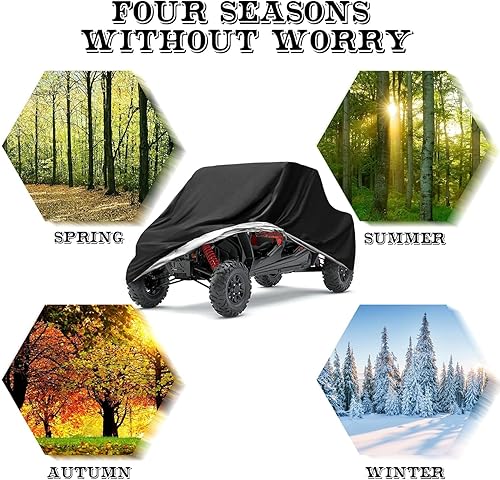 Vista 5 de NEVERLAND Fundas UTV resistentes – cubierta impermeable 300D para almacenamiento al aire libre, impermeable, color negro, compatible con Polaris