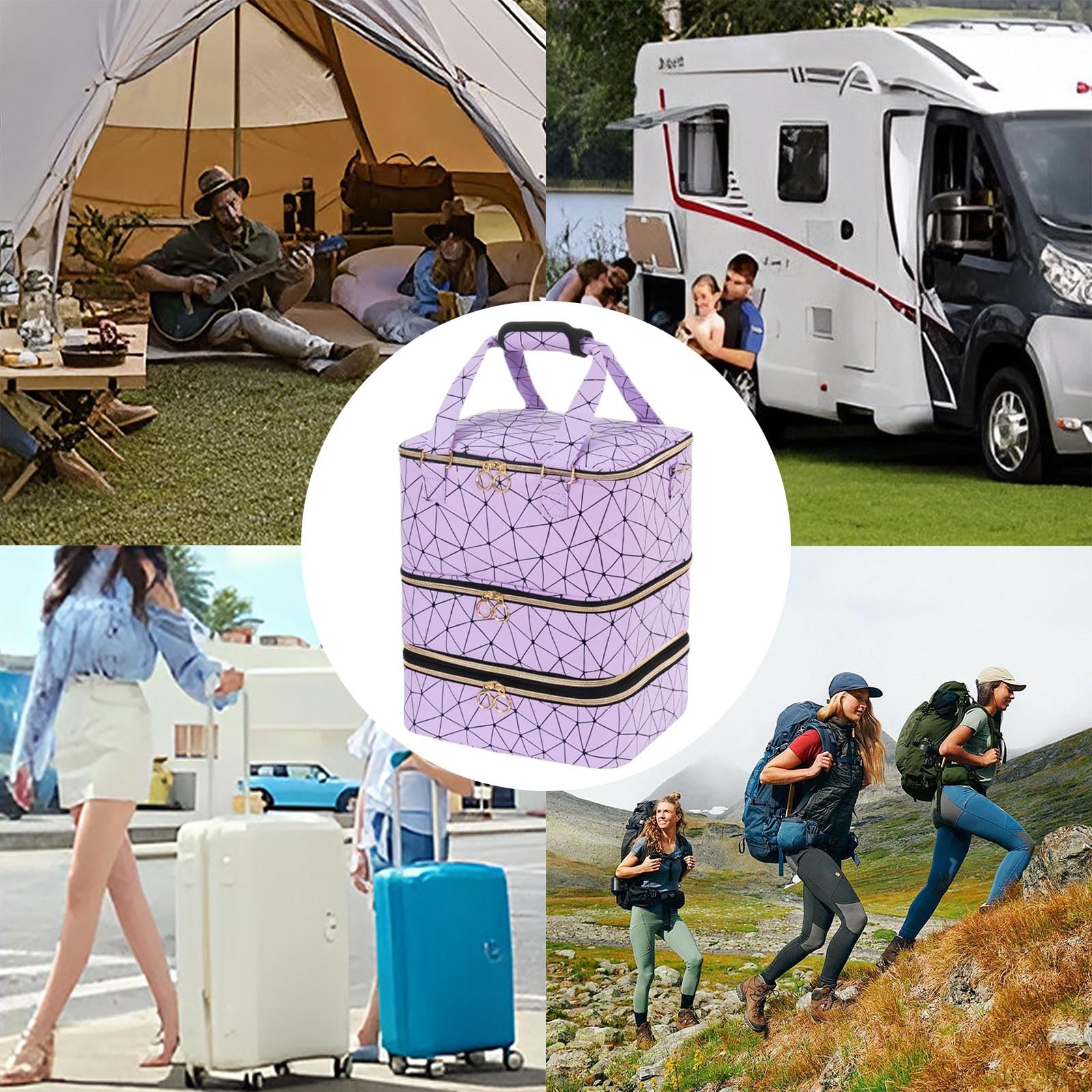 Bolsa organizadora de esmalte de uñas, almacenamiento de piel sintética de 3 capas para 84 botellas con correa para el hombro, funda de transporte de viaje para suministros de uñas y lámpara