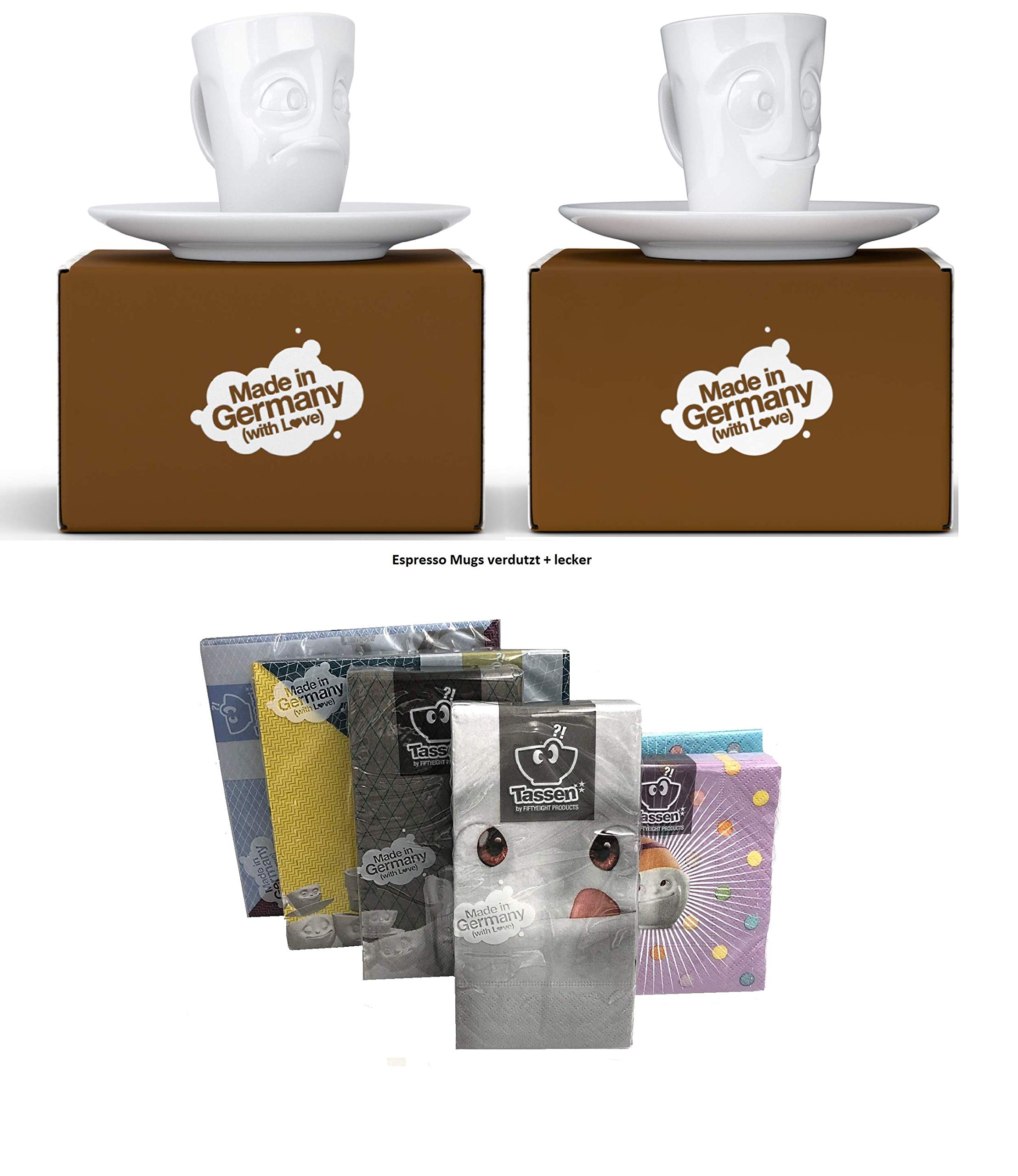 Fiftyeight Espressotassen ESPRESSO MUG 2er Set + SERVIETTEN, 80 ml, VERDUTZT+LECKER E Mugs 2