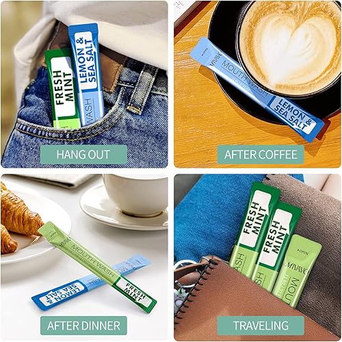 Miniatura 9 de Enjuague bucal portátil Travel Sizet para aliento fresco, flúor Nnatural, 20 paquetes (menta)