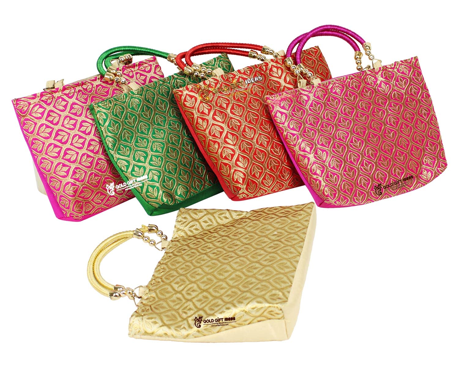 Golden Leaf Alpino Purse for Ladies, Shagun Potli Pouch, Return Gifts for Women, Ethnic Party Favor Bags, Potli Purse for Baby Shower (Set of 5)-image-34