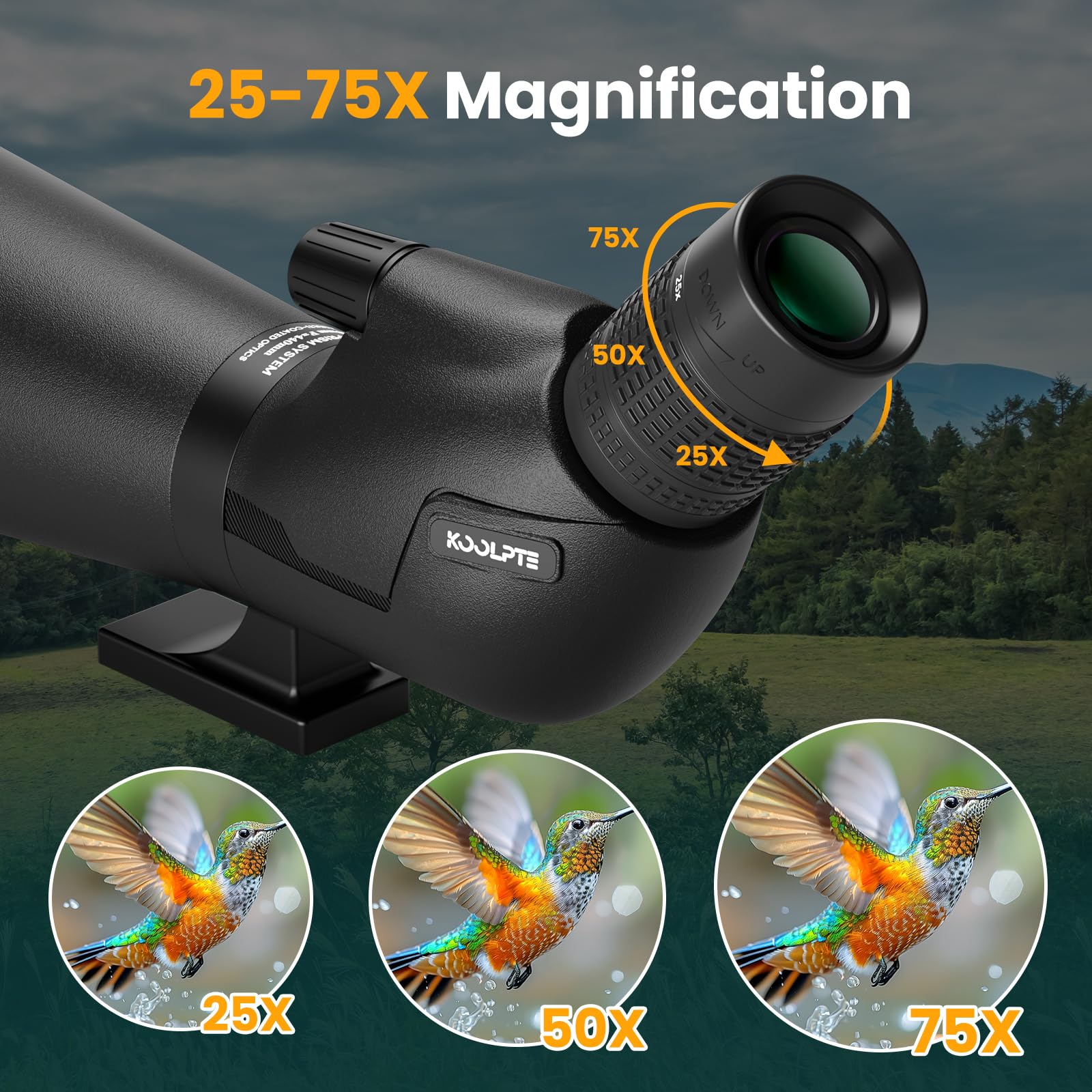 Amazon.com: Koolpte 25-75x85 ED Spotting Scope for Target Shooting