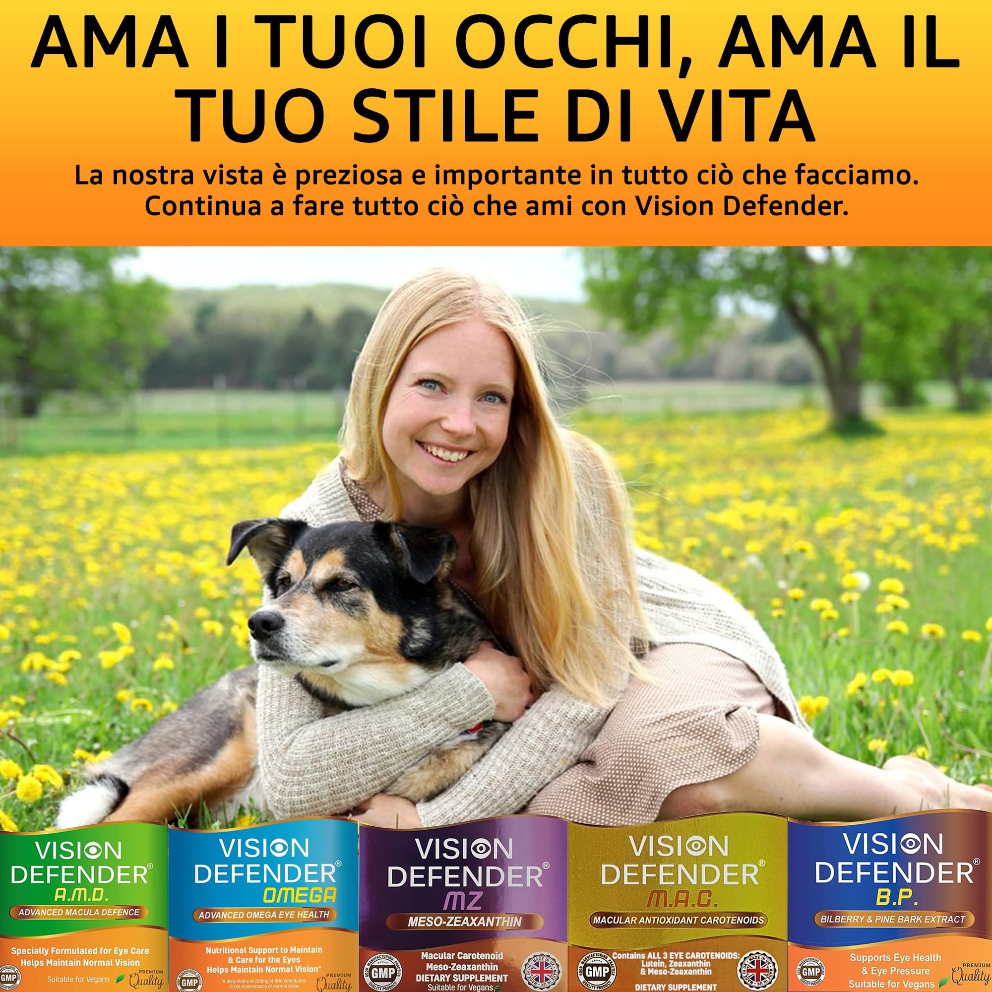 Vision Defender MAC Vitamine per gli Occhi – Carotenoidi Tripli: Luteina 10mg, Zeaxantina 2mg & Meso-Zeaxantina10 mg – Supporto Vista & Salute Oculare – 90 Capsule – Prodotto nel Regno Unito