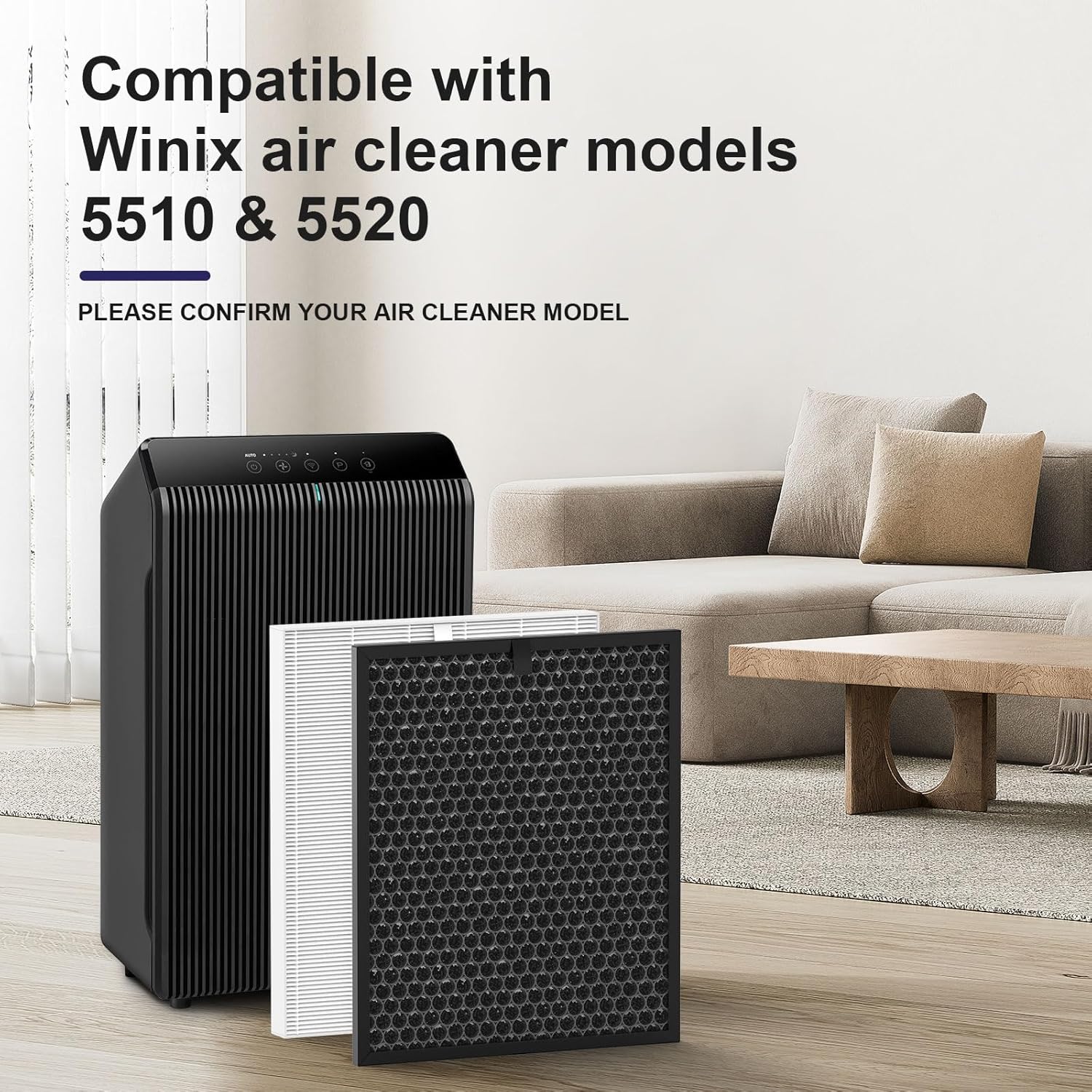 5510 Filter Q Replacement for Winix 5510 and 5520 Air Purifier, 1x H13 True HEPA + 1x Activated Carbon (Part# 1712-0123-00) - Image 3