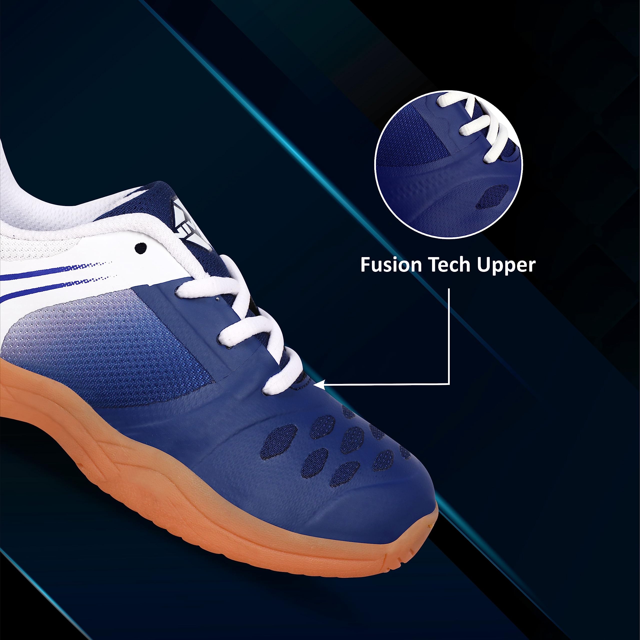 Nivia HY‑Court 2.0 Badminton Shoes for Kids, Breathable Mesh & TPU Upper, Duo‑Foam Midsole, Non‑Marking Multi‑Directional Rubber Sole, Ideal for Junior Court Sports (Blue/White), UK12 1