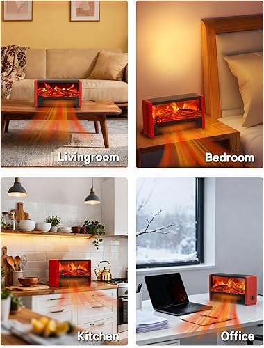 Miniatura 9 de Mini calentador de 600 W para escritorio y espacios pequeños, diseño portátil compacto con protección contra vuelcos, calefacción personal