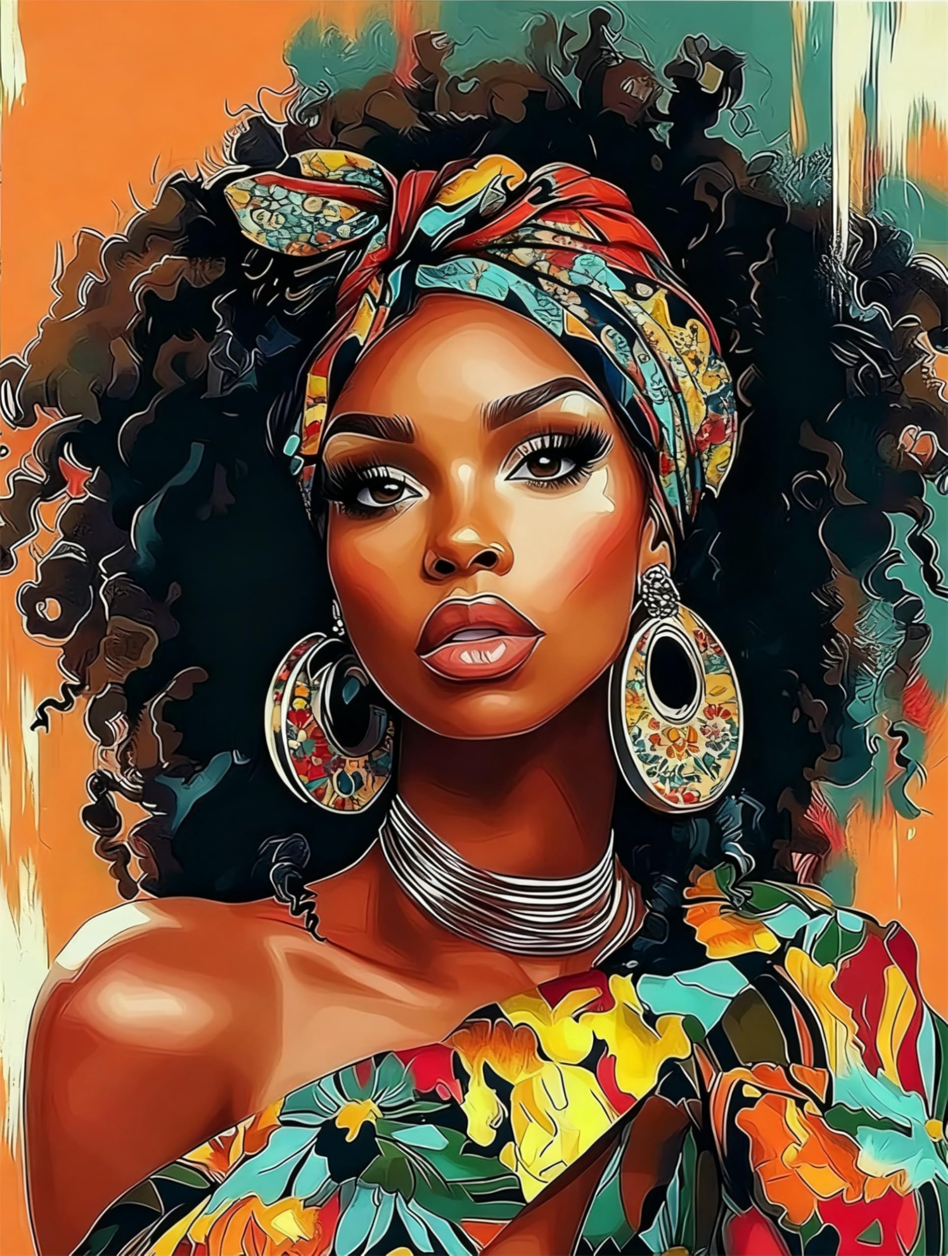 Nianxi Woman Black Paint By Numbers For Adults,Africa Painting By Number Kits Canvas,Easy Cheerful Painting Diy For Beginners,Home Wall Decor (Woman)