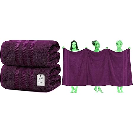 S B 2 X Super Jumbo Bath Sheets (100 X 200 Cm) Premium 100% Egyptian Cotton Extra