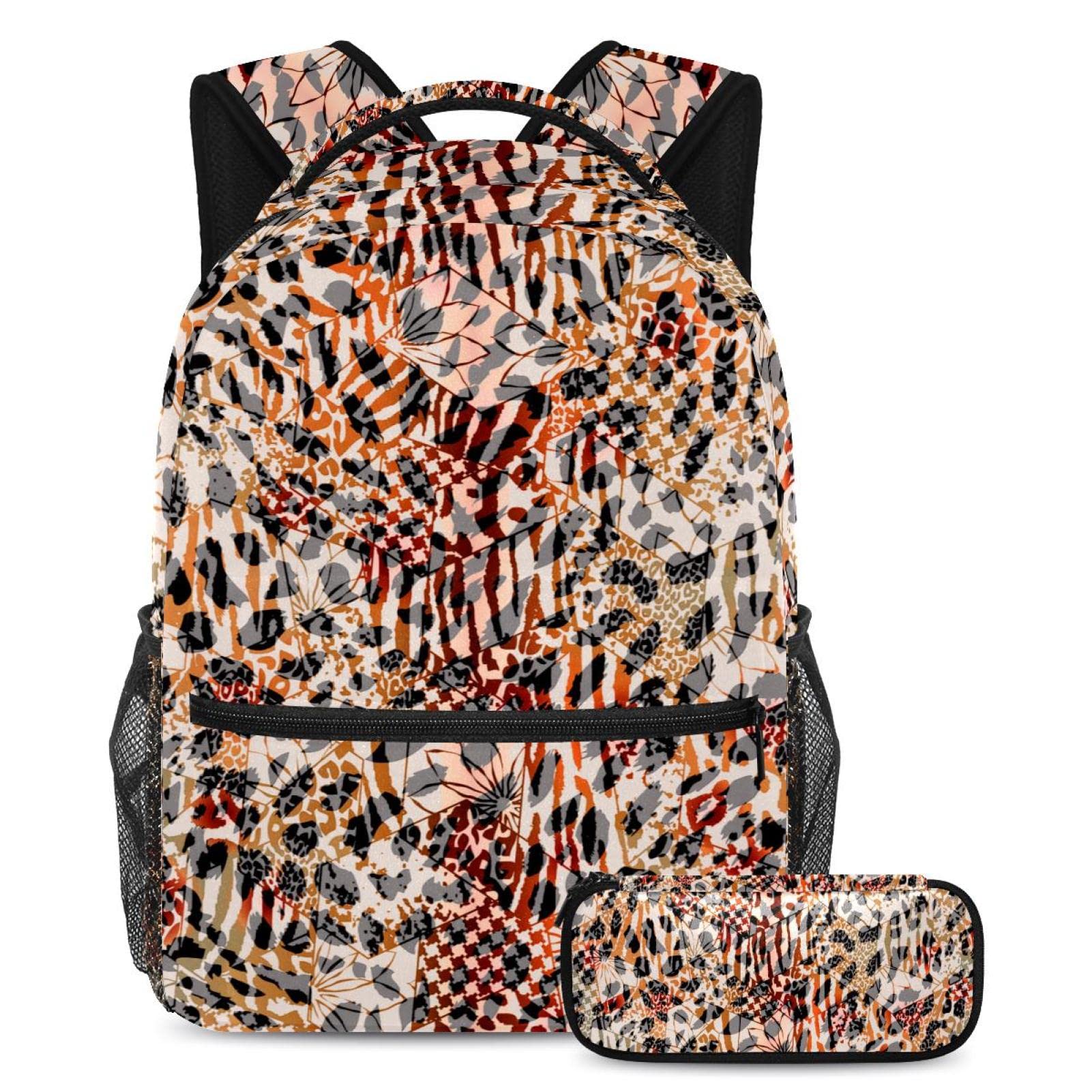 Sac à dos de voyage léopard avec trousse pour filles et garçons - 7