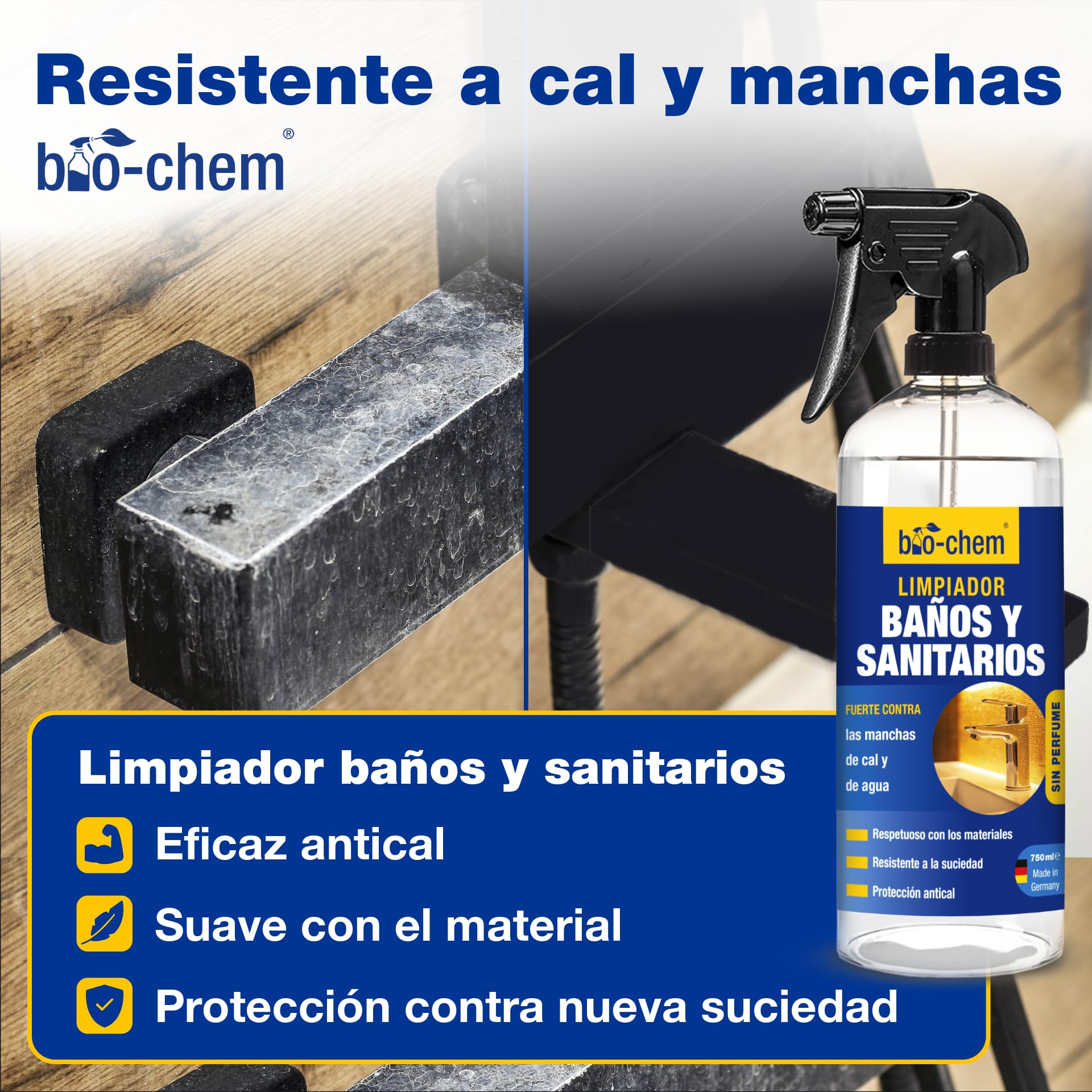 bio-chem Set de 10 productos y accesorios de cocina + caja | Limpiador para hornos, sartenes y ollas, cepillo incluido - Productos para superficies de la cocina - Accesorios incluidos
