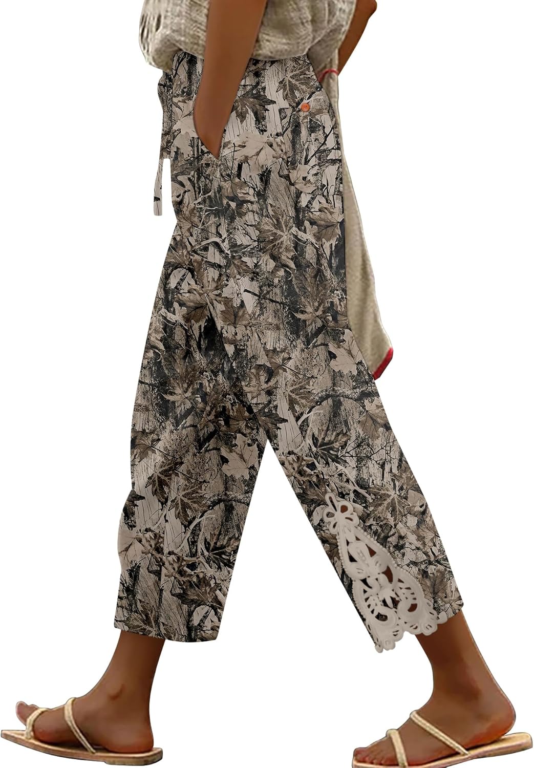 Angerella Womens Cotton Linen Pants Casual Lightweight Drawstring Elastic Waist Trousers Summer Lounge Pants with Pockets